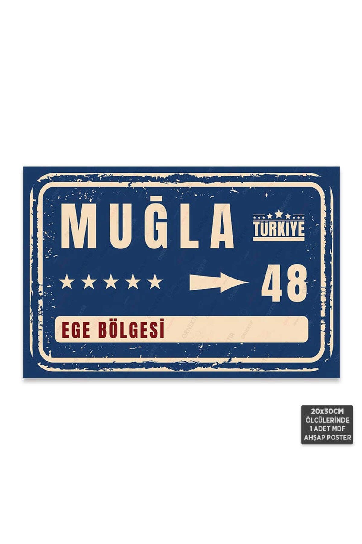 PT1128 - Muğla Şehir Tabelası Retro Mdf Ahşap Poster (20x30cm)