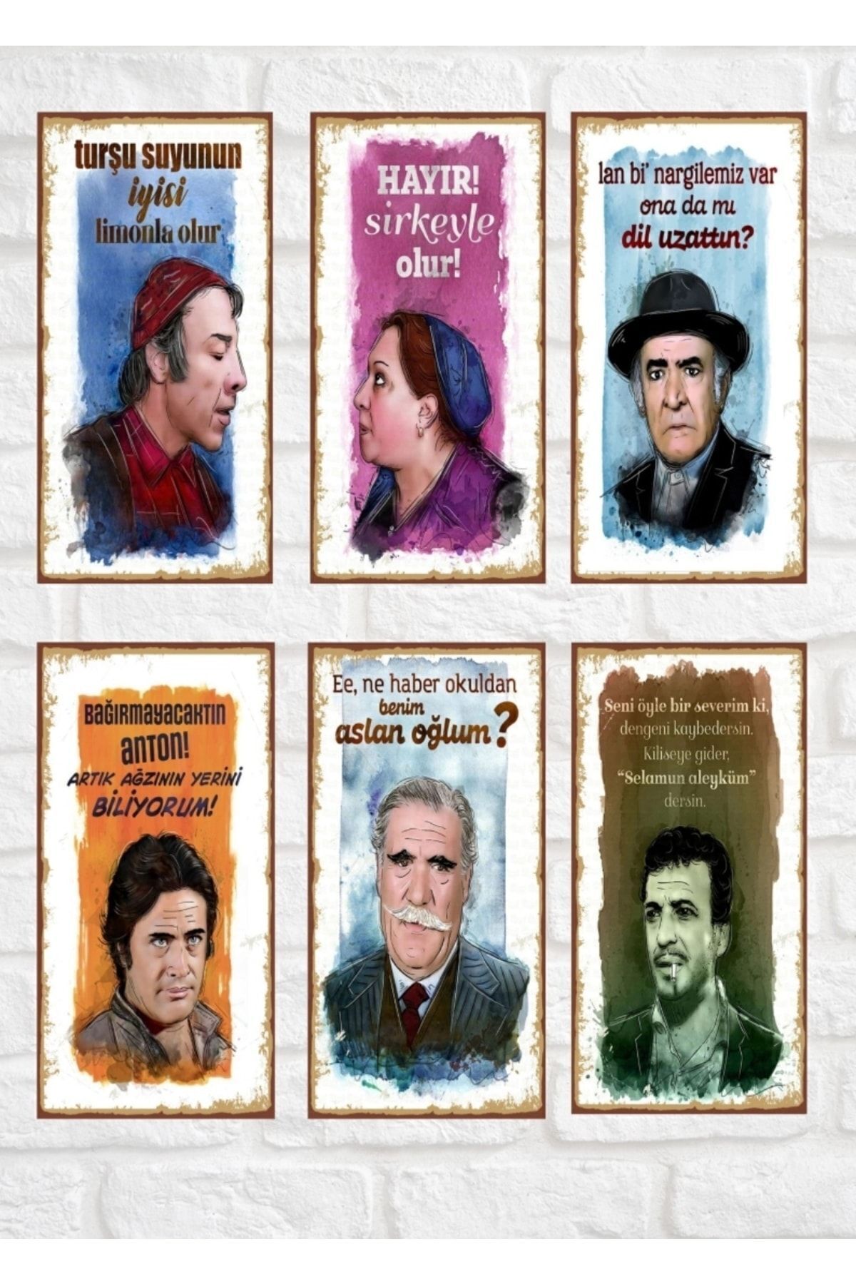 Yeşilçam Ustaları Retro Ahşap Poster Mini Set 6'lı 10x20
