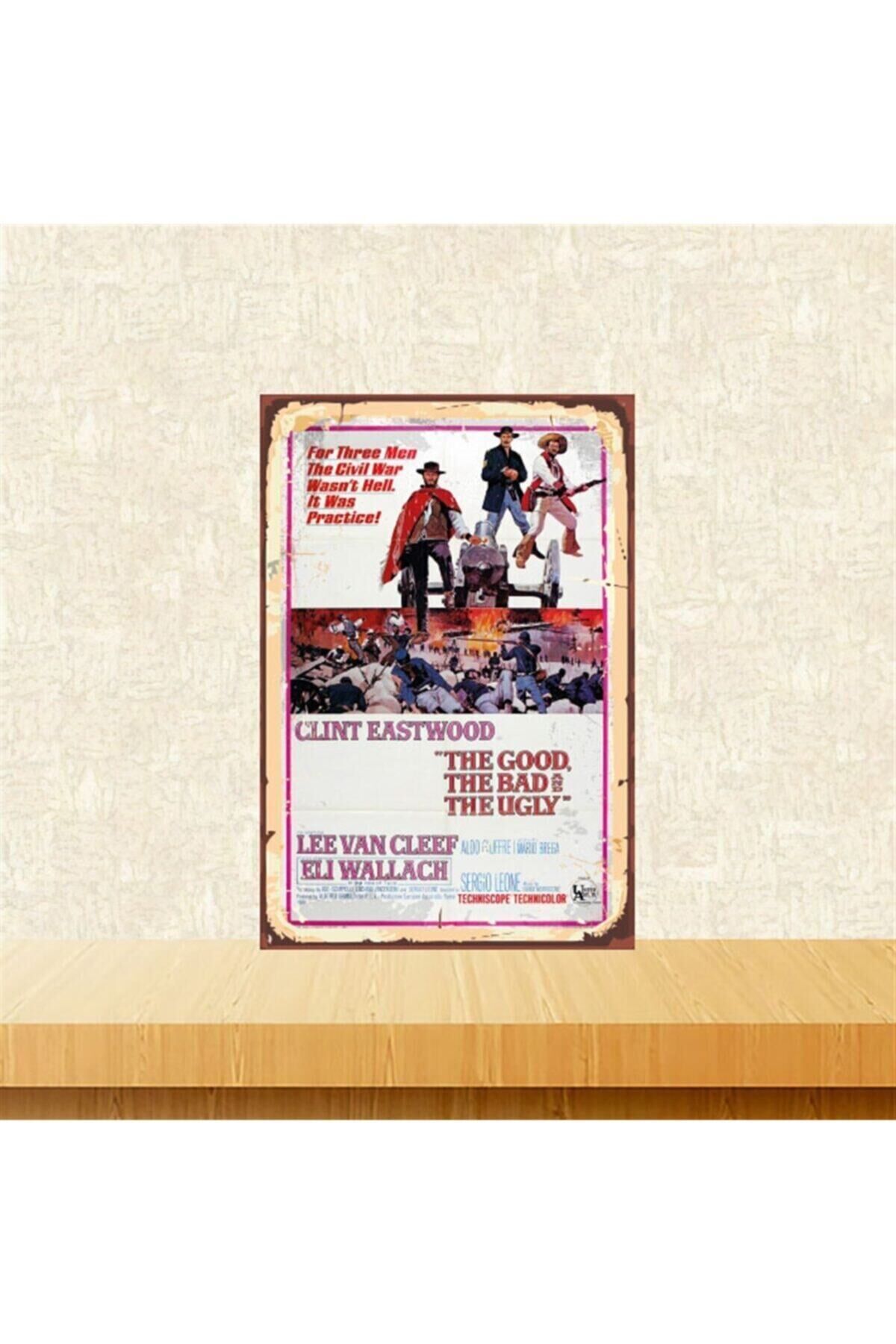 The Good The Bad The Ugly Clint Eastwood 20-30 Cm Retro Ahşap Tablo Tkfx5242