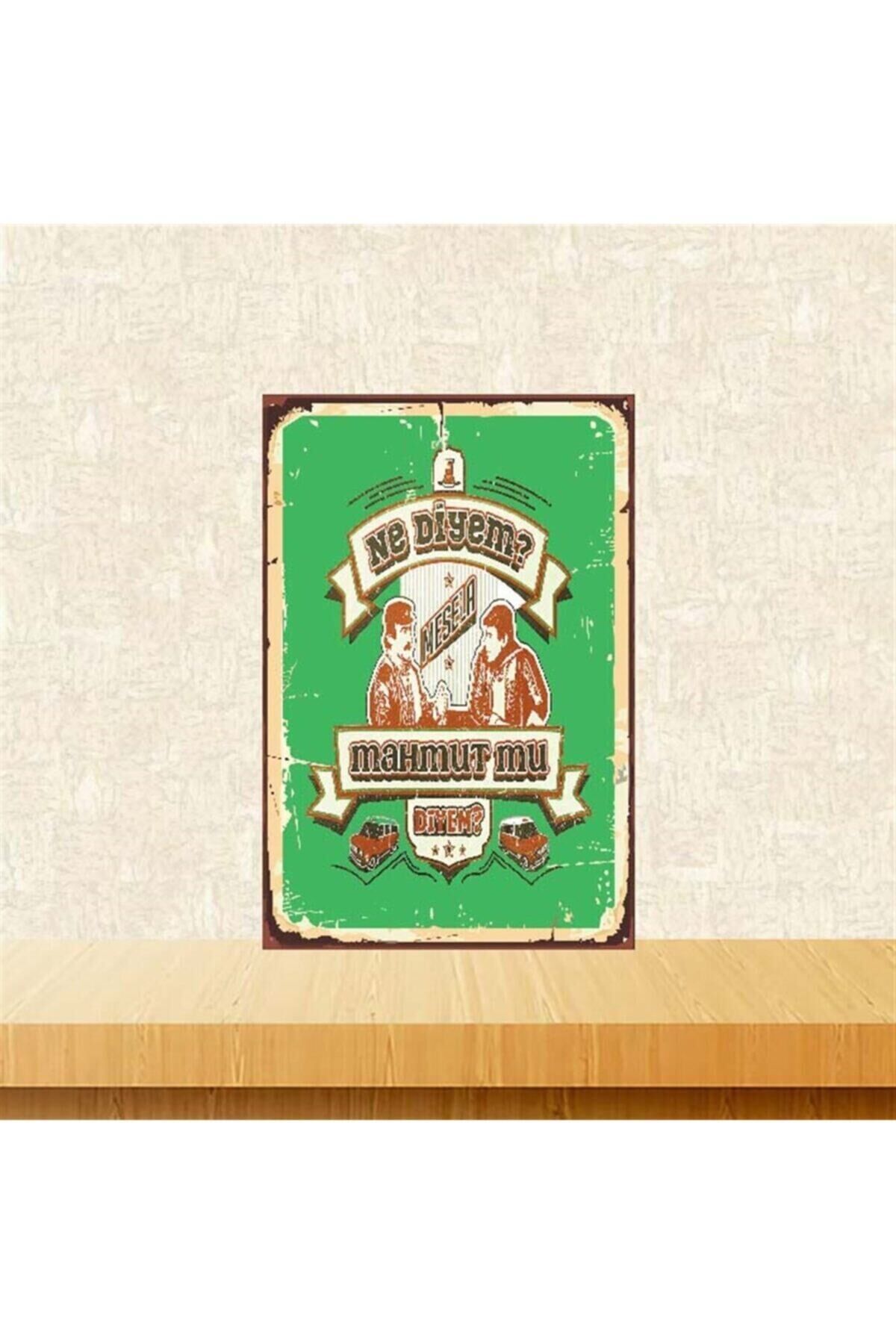 Çiçek Abbas Mahmut Mu Diyem 20-30 Cm Retro Ahşap Poster