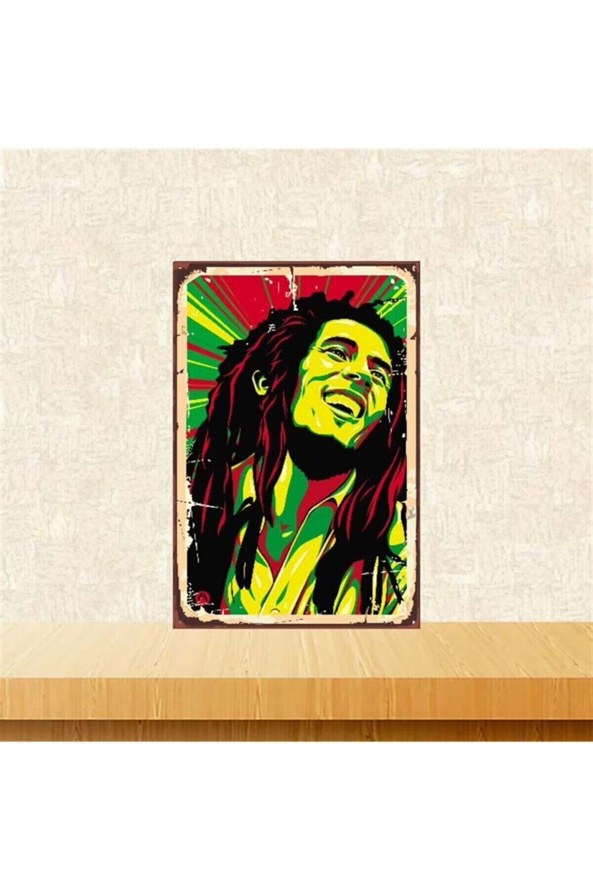 Bob Marley Tasarım Retro Ahşap Poster 20x30 cm