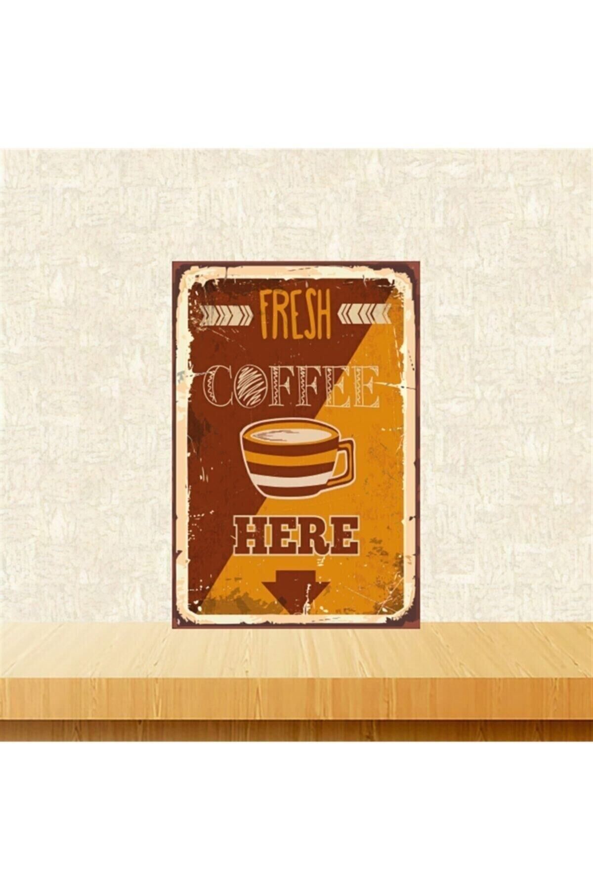 Fresh Coffe Here 20-30 Cm Retro Ahşap Tablo Tkfx5286
