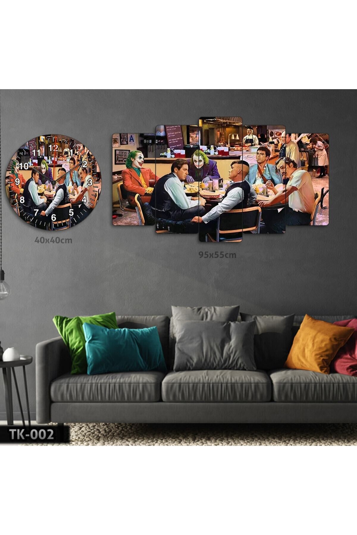 Efsane Filmler Tek Masada - Joker, Peaky Blinder, Tommy Shelby - Tablo Saat Kombini
