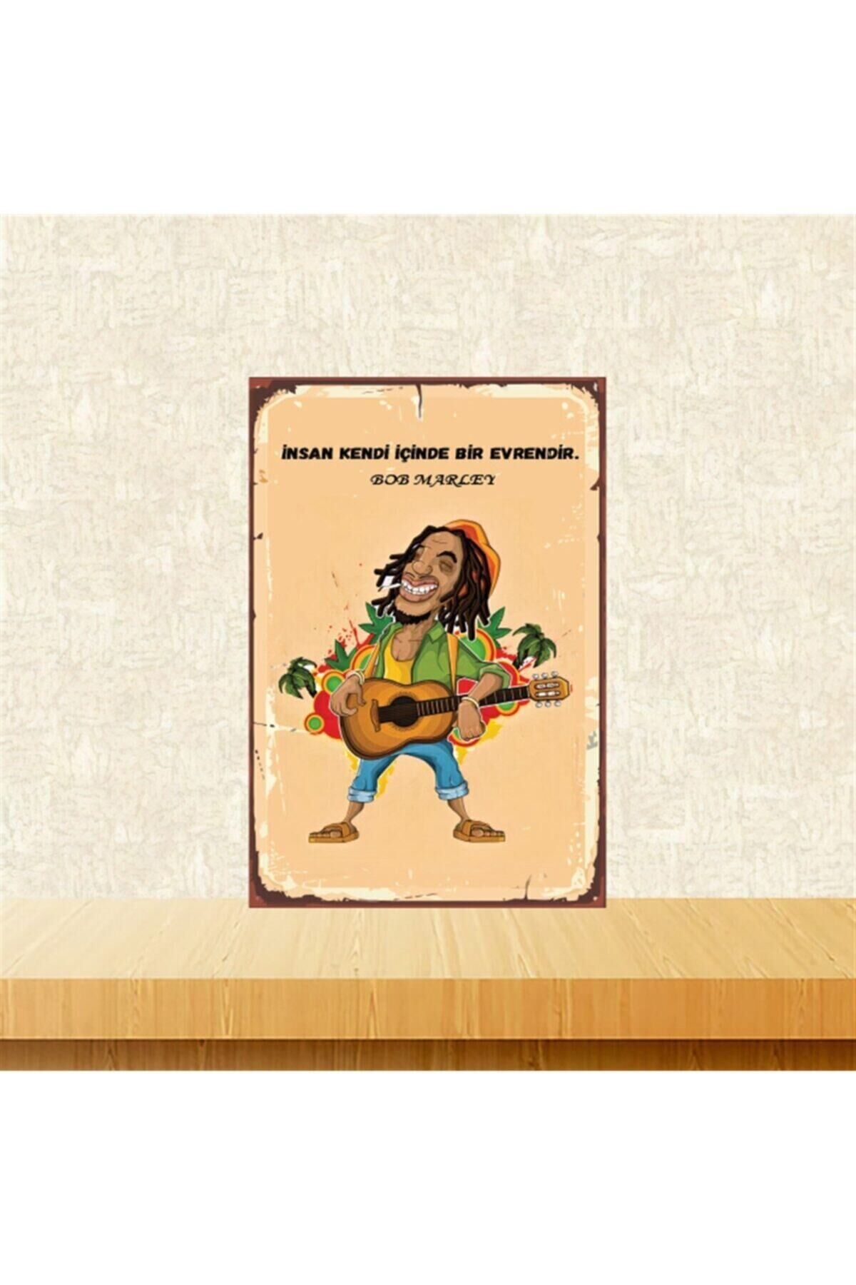 Bob Marley Insan Kendi Içinde 20-30 Cm Retro Ahşap Poster Tkfx4364