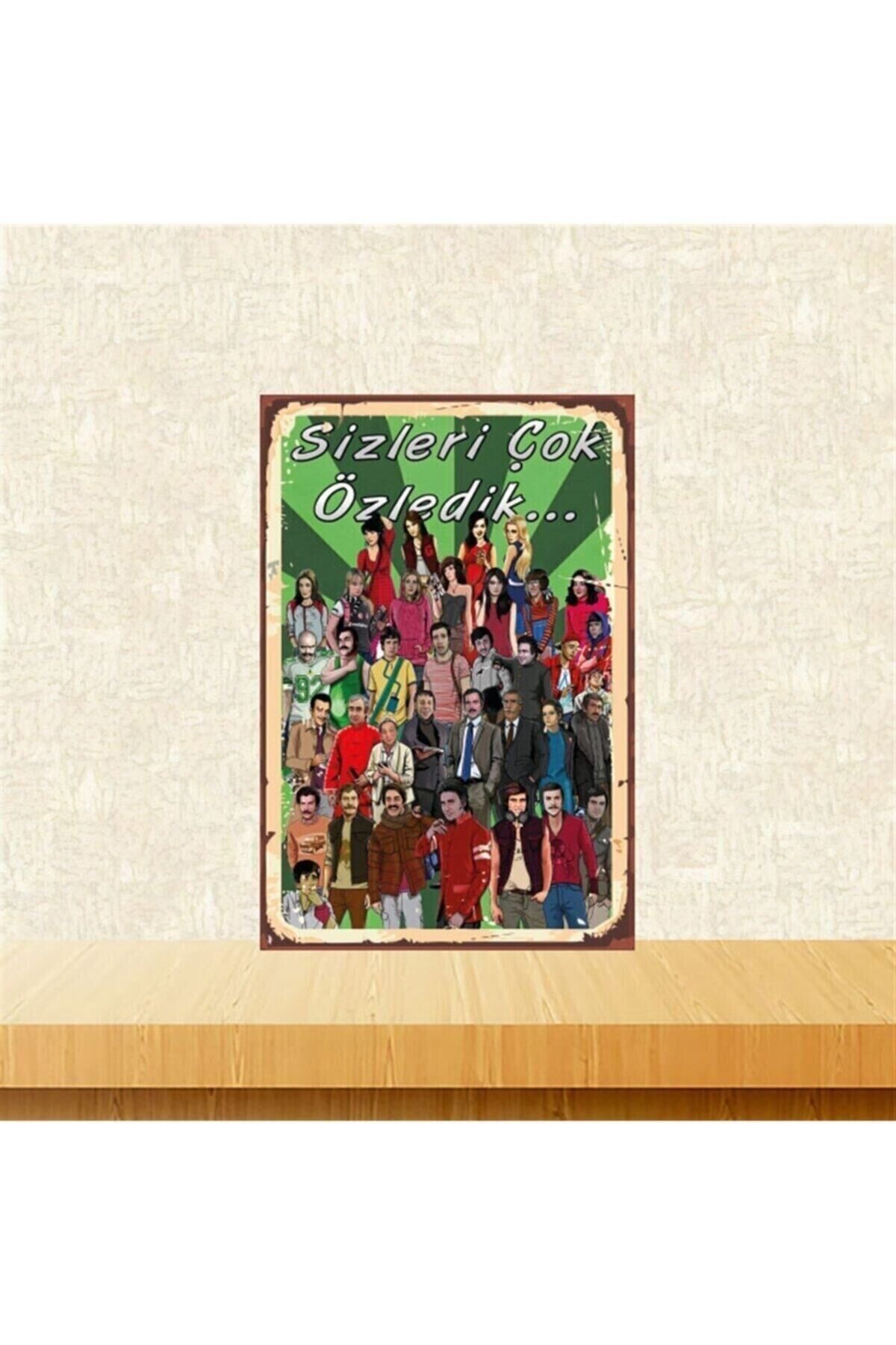 Yeşilçam Sizleri Çok Özledik 20-30 Cm Retro Ahşap Tablo Tkfx4968