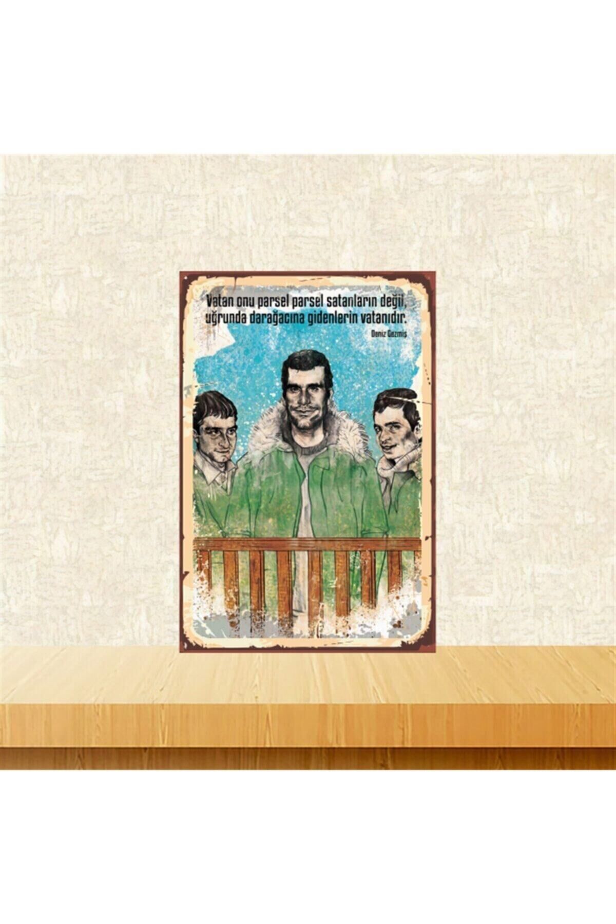 Deniz Gezmiş Daracağına Gidenlerin Vatanıdır 20-30 Cm Retro Ahşap Tablo Tkfx4660