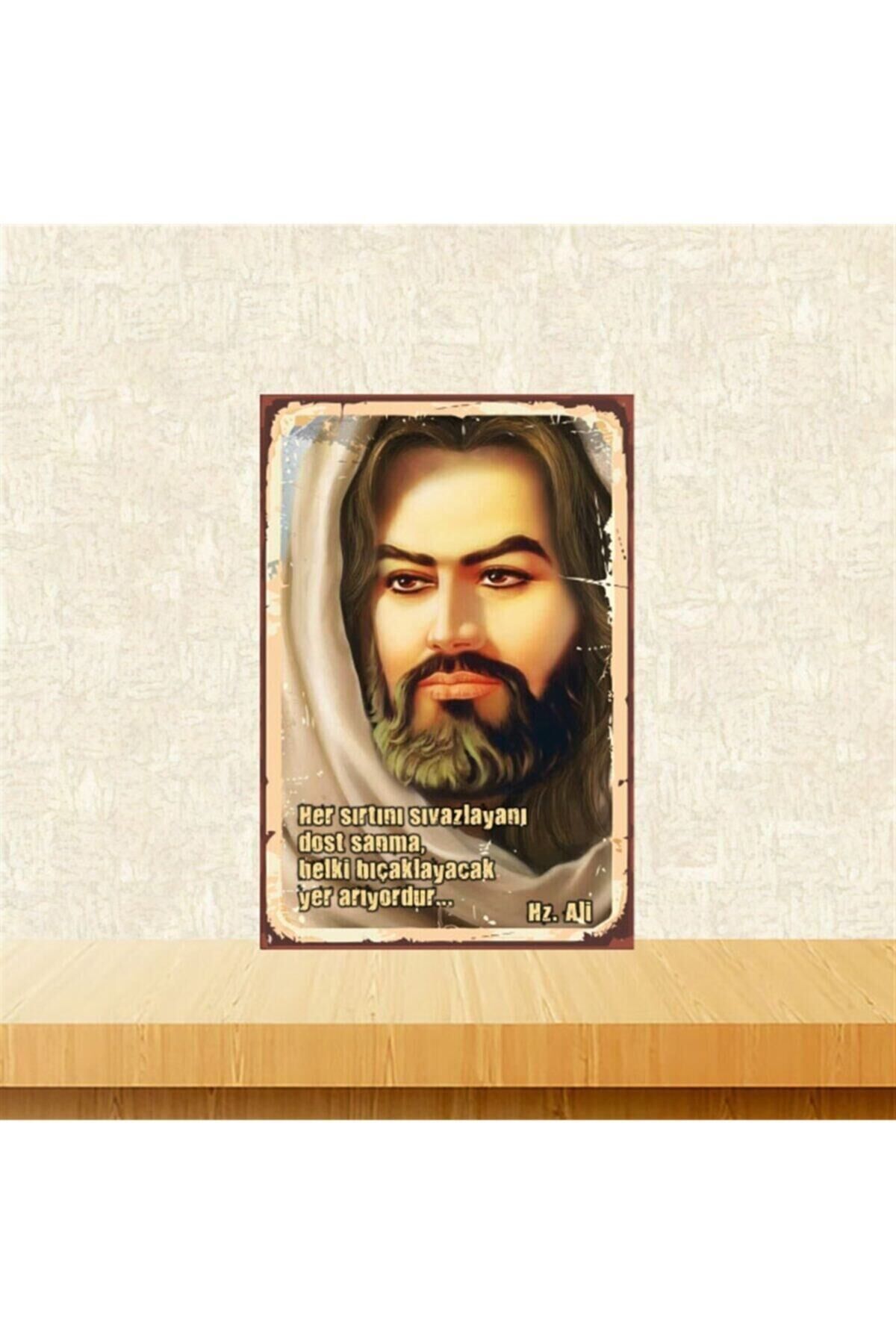 Hz.ali Her Sırtını Sıvazlayanı Dost Sanma 20-30 Cm Retro Ahşap Tablo Tkfx4884