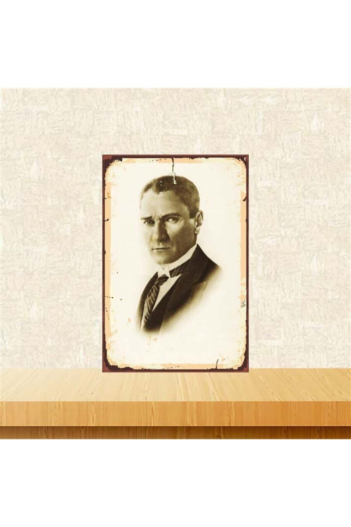 Mustafa Kemal Atatürk Tasarım 20-30 cm Retro Ahşap Poster