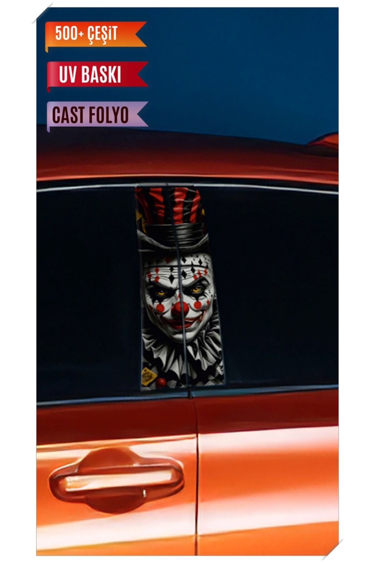 Araç Kapı Direk Kaplama Folyosu Joker Desenli (sağ Sol Takım) (2 Adet) - 22x50 Cm