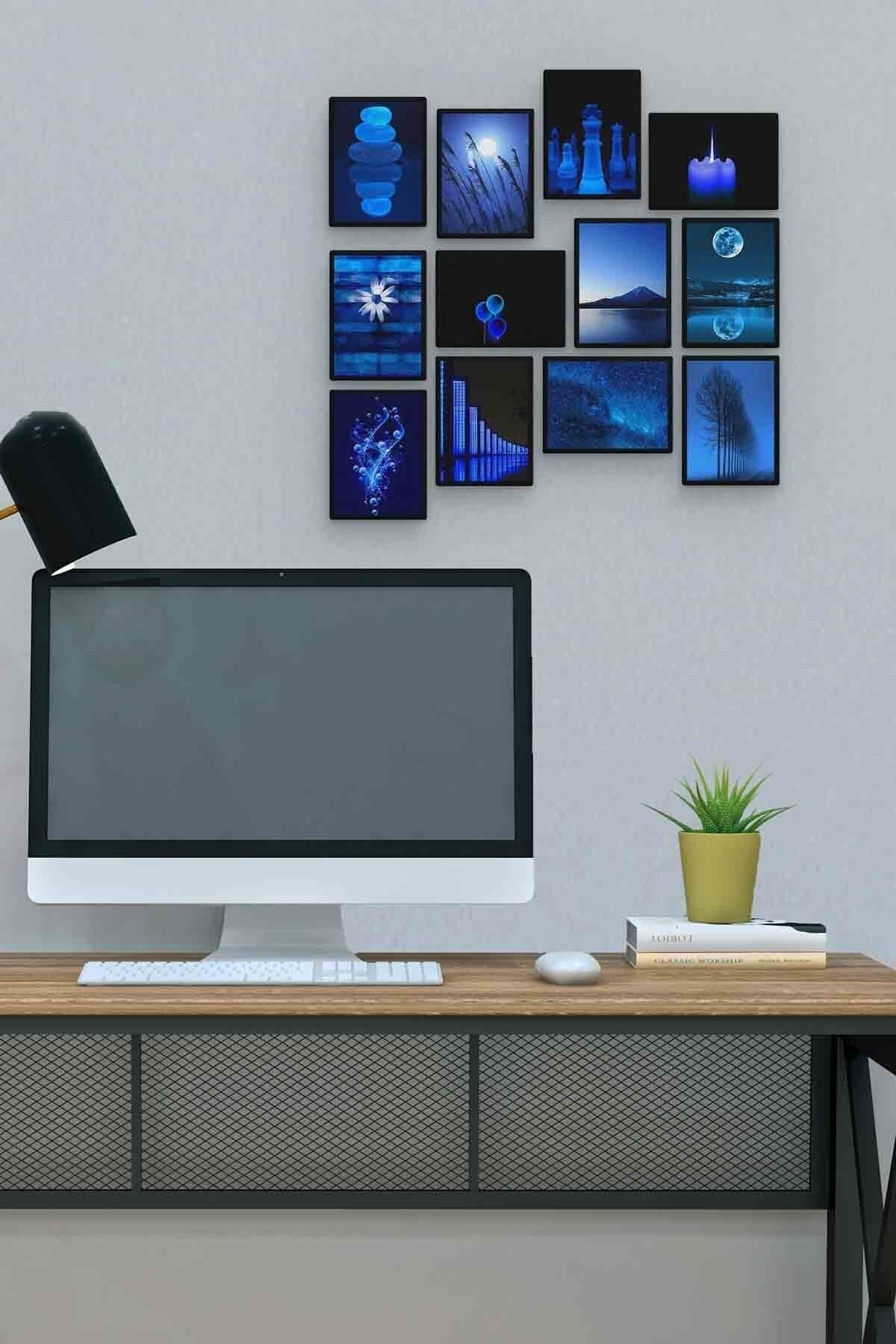Mavi 12 Parça Mdf (ahşap) Tablo Ofis Boyu
