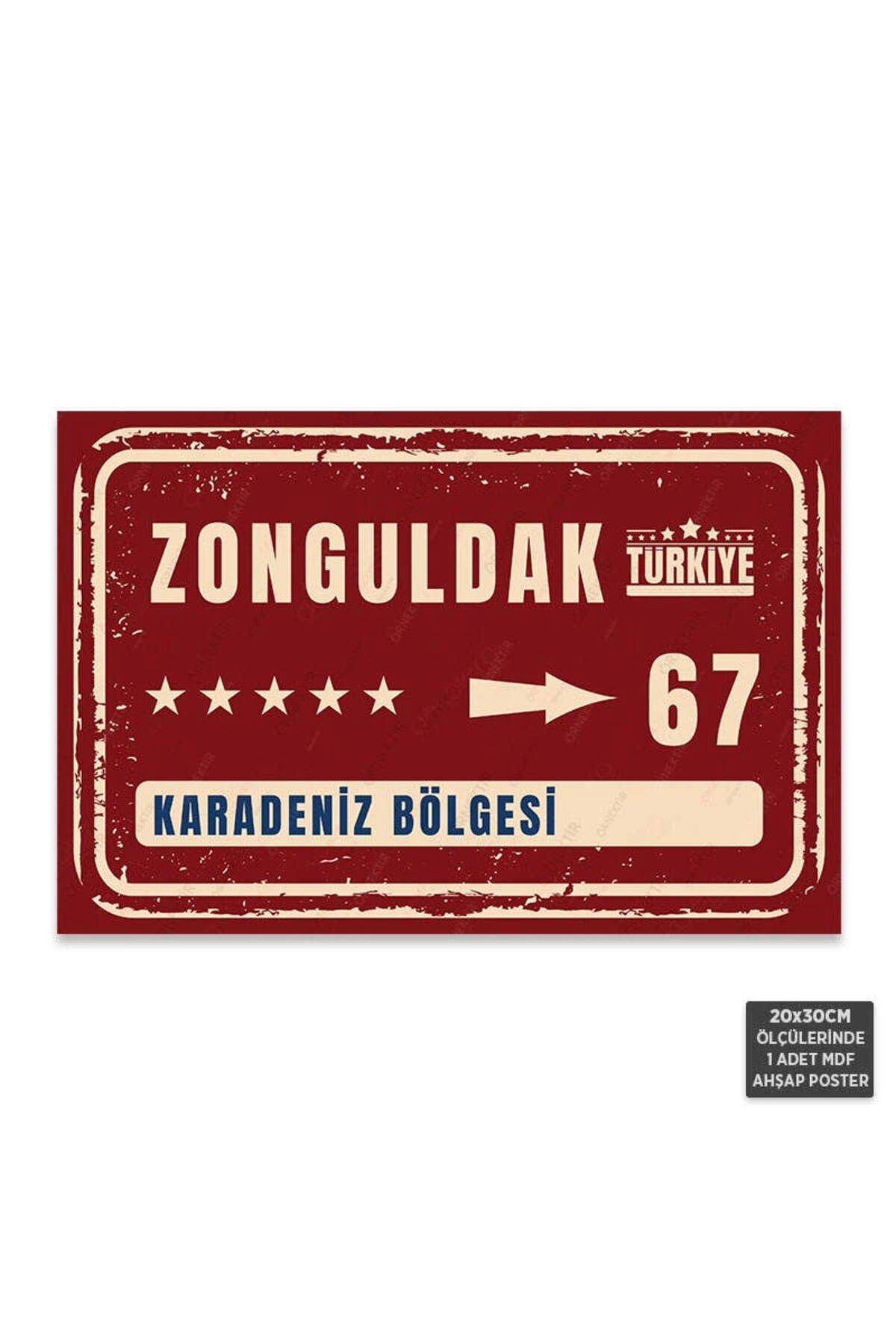 PT1165 - Zonguldak Şehir Tabelası Retro Mdf Ahşap Poster (20x30cm)