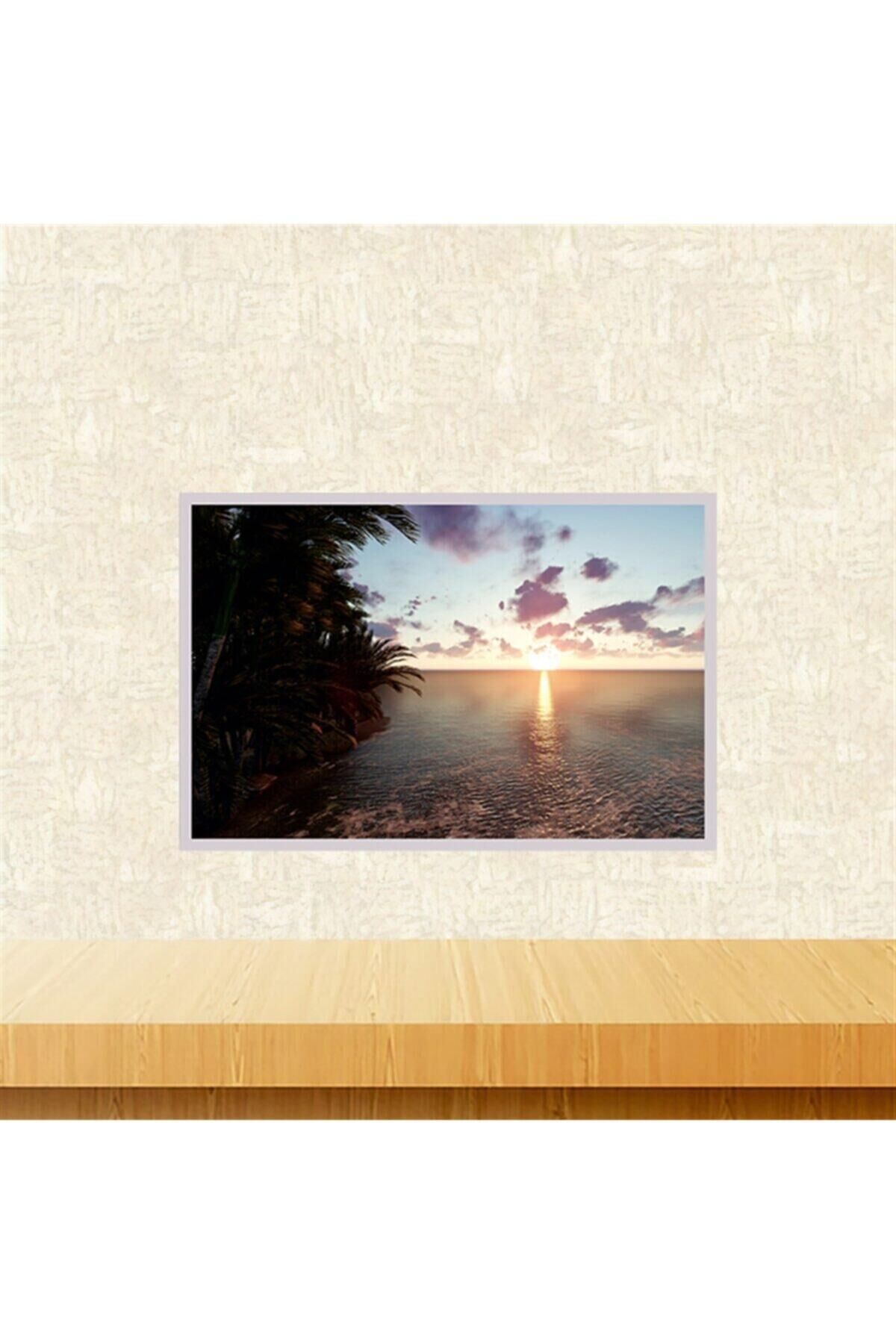 Günbatımı 20-30 Cm Retro Ahşap Tablo Tkfx5918