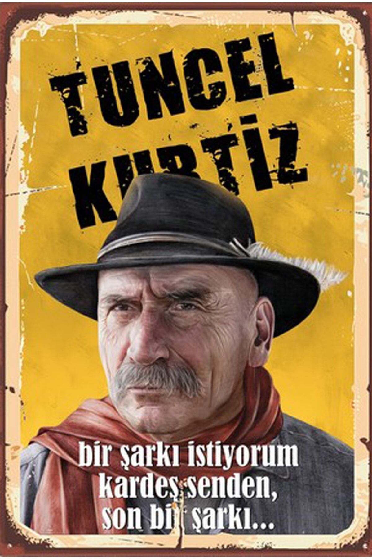 Tuncel Kurtiz Retro Ahşap Poster
