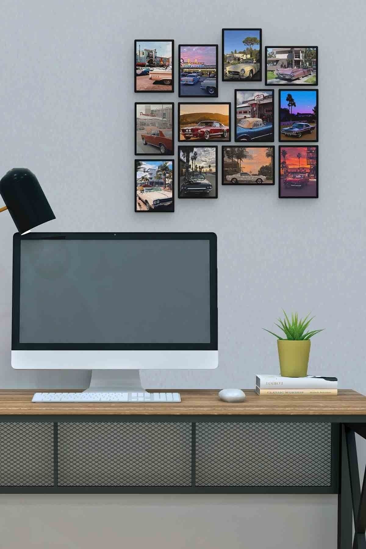 Klasik Arabalar 12 Parça Mdf (ahşap) Tablo Ofis Boyu