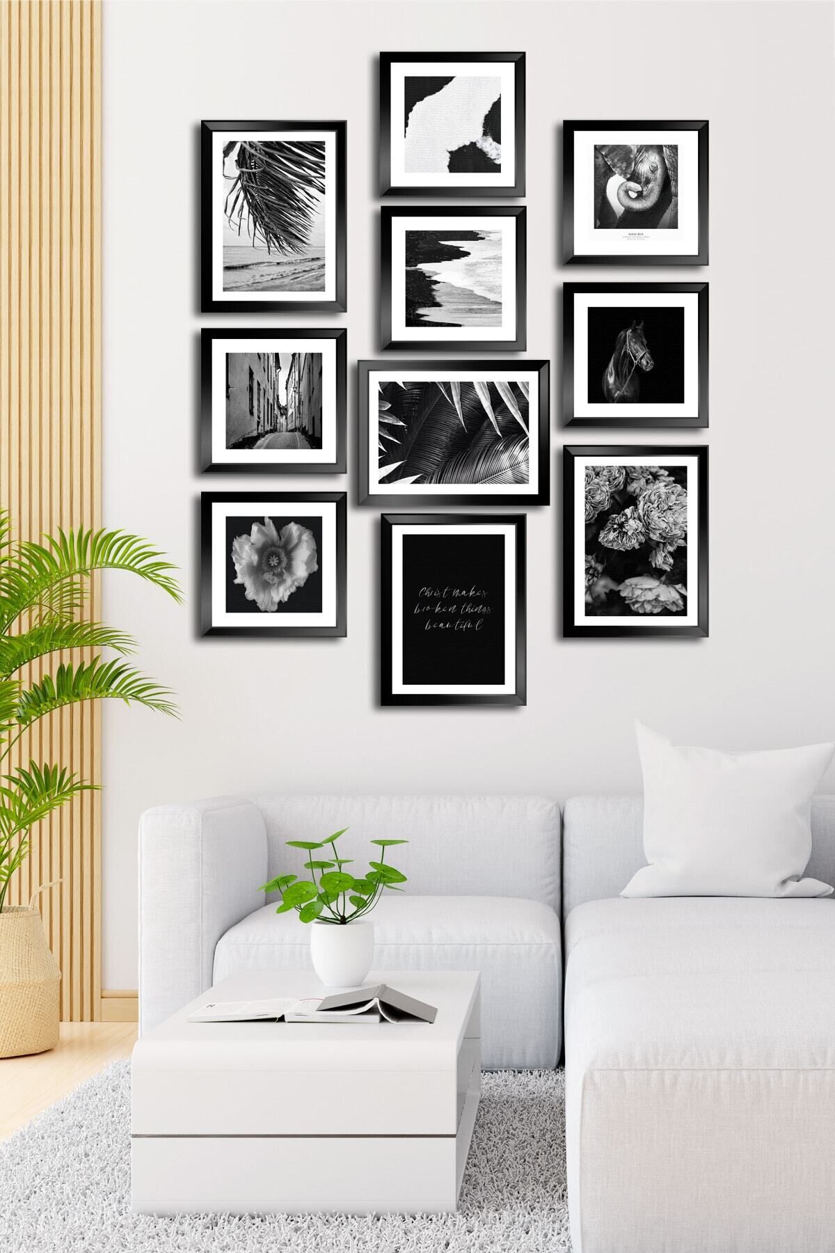 10 Parçalı Çerçeve Görünümlü Mdf Tablo Seti Flm129