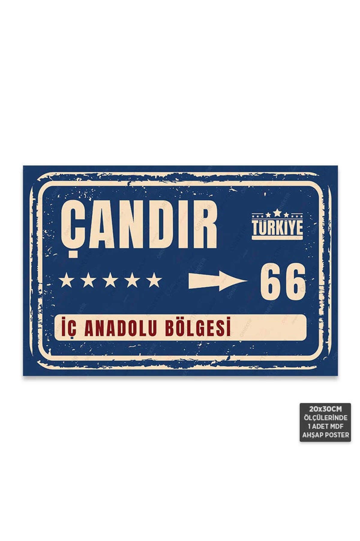 PT1208 - Çandır Şehir Tabelası Retro Mdf Ahşap Poster (20x30cm)