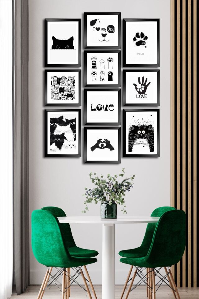 10 Parçalı Çerçeve Görünümlü Mdf Tablo Seti Flm040