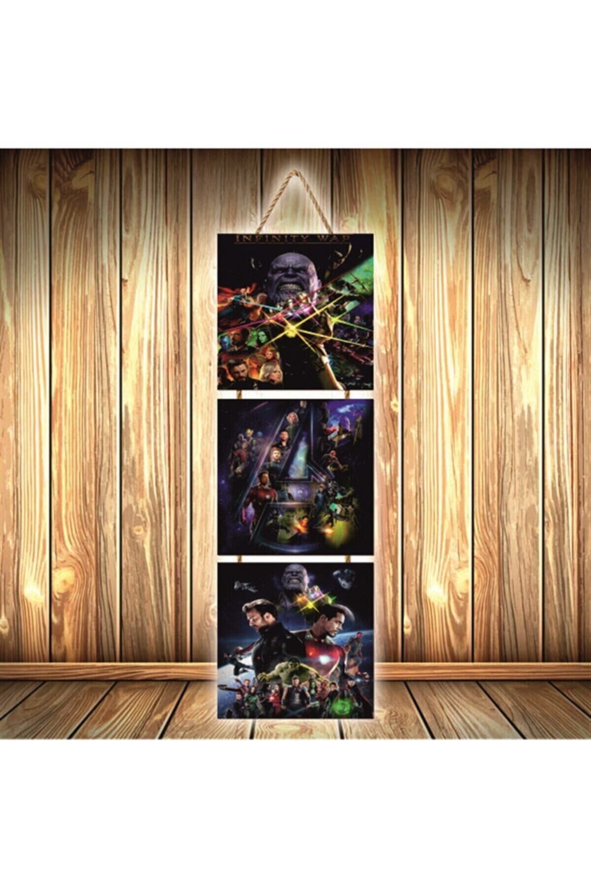 Yenilmezler Tasarımlı Üçlü Retro Ahşap Poster Ü317