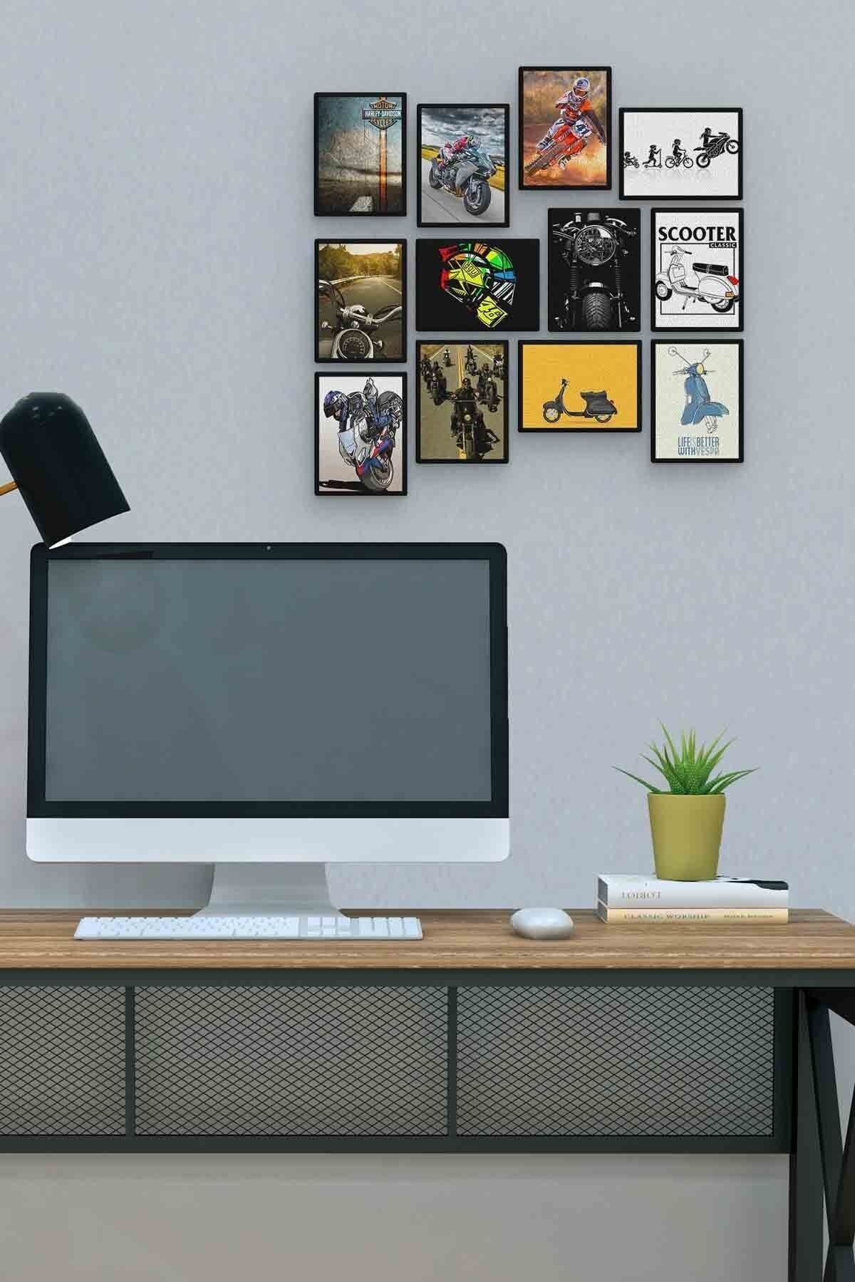 Motorsiklet 12 Parça Mdf (ahşap) Tablo Ofis Boyu