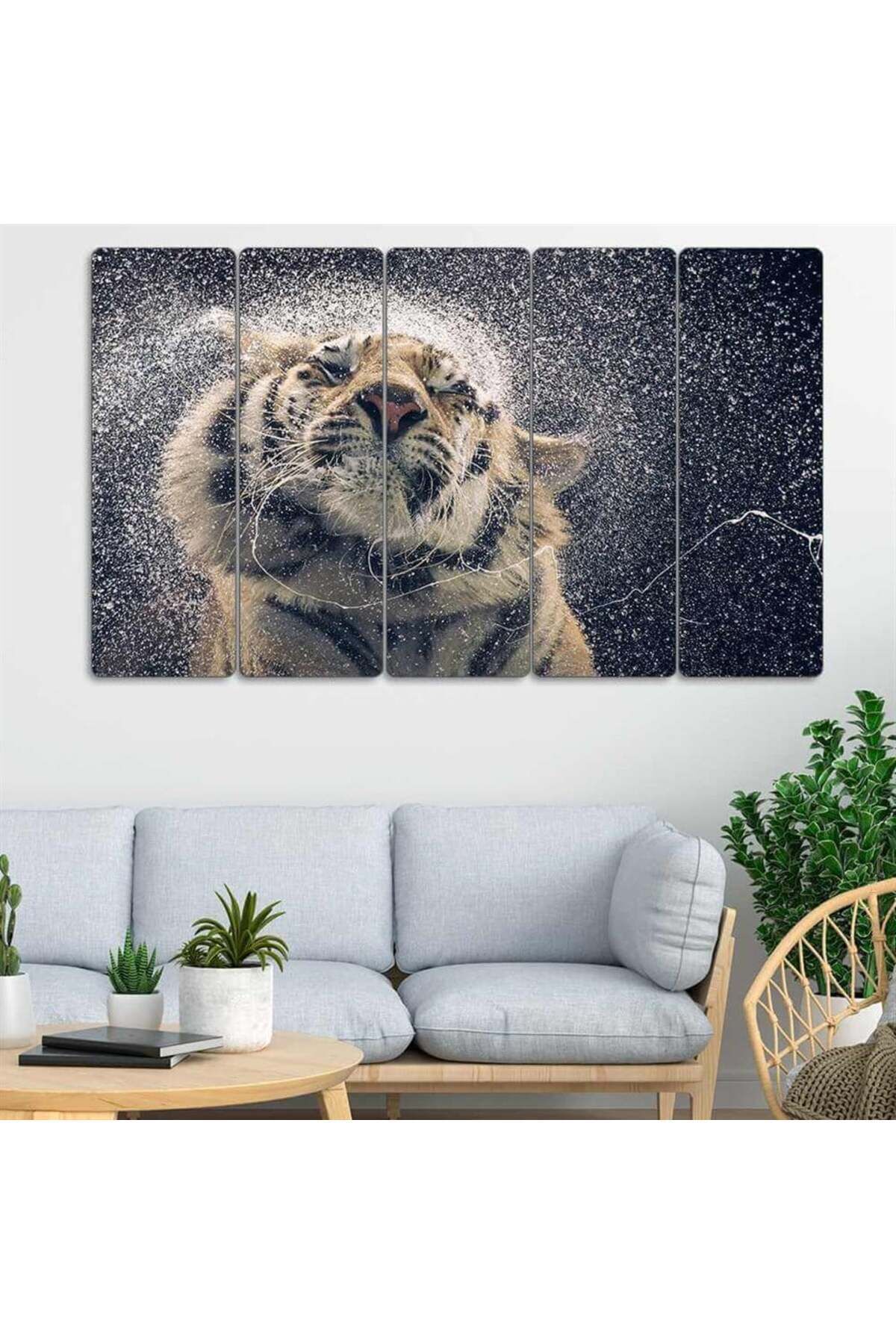 Islanmış Kaplan - 5 Parçalı Tablo