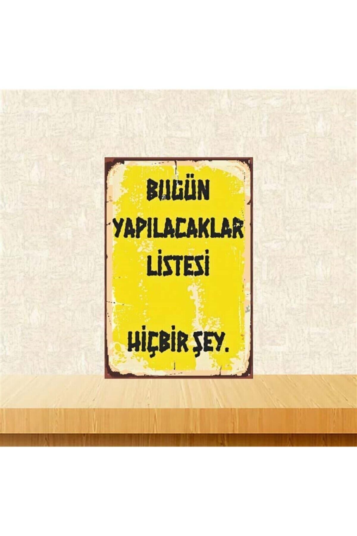 Bugün Yapılacak Listesi 20x30 cm Retro Ahşap Poster Tkfx3670