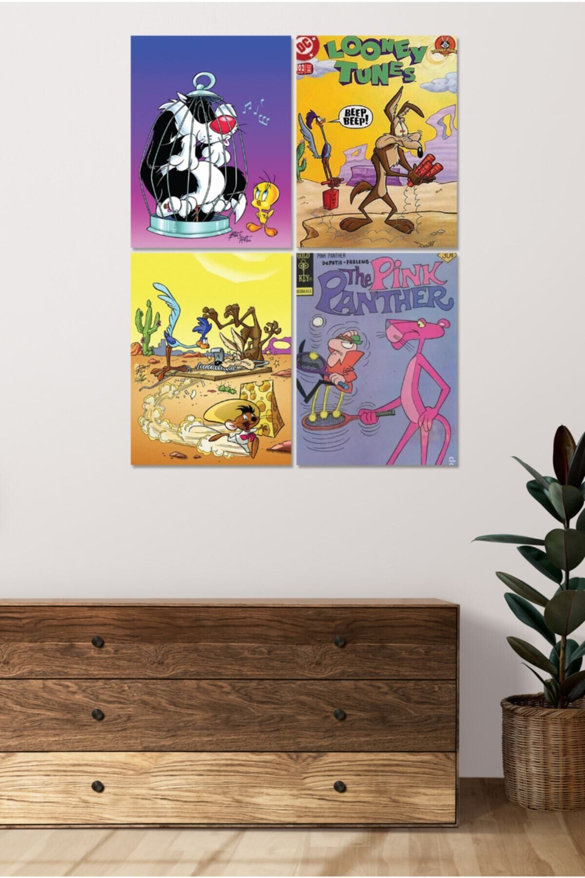 4 Parçalı Çerçeve Görünümlü Mdf Tablo Seti Dnu018