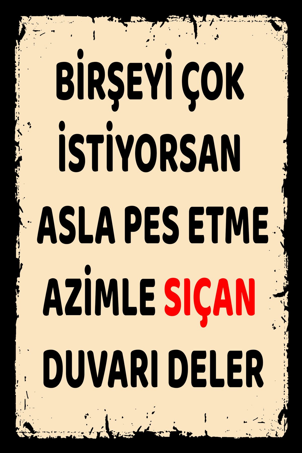 Duvar Yazıları Retro Ahşap Poster