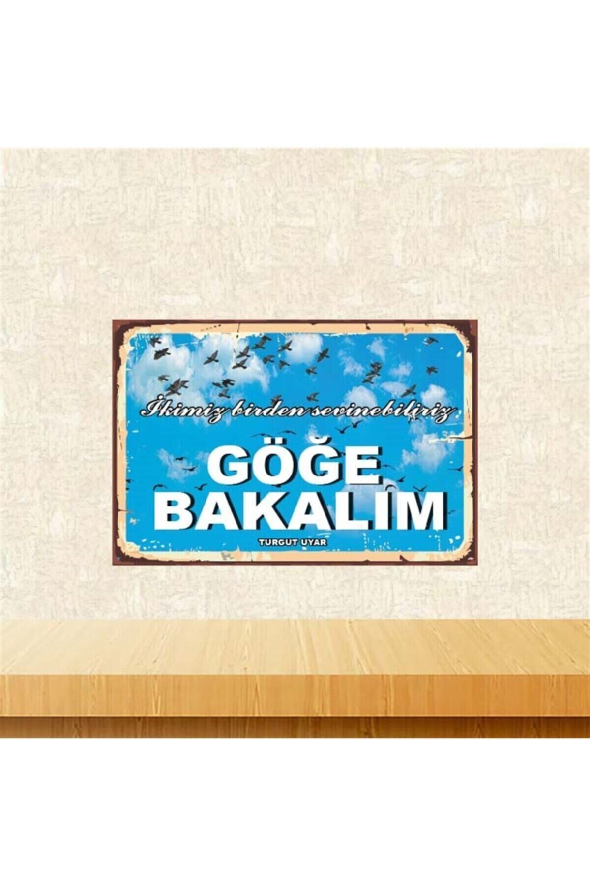 Göğe Bakalım Turgut Uyar 20-30 cm Retro Ahşap Poster Tkfx4094