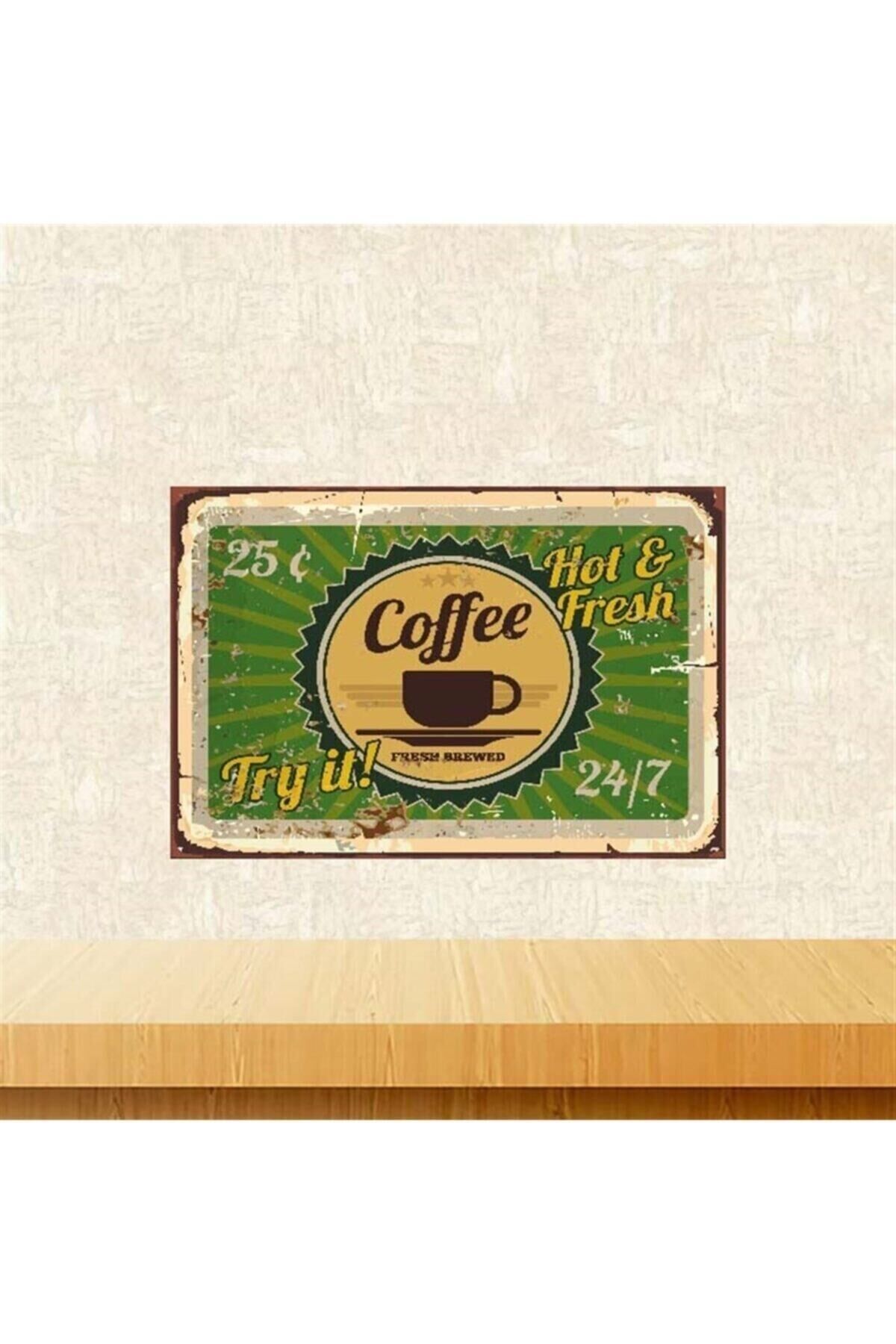 Coffee Retro Ahşap Poster 20-30 Cm Tkfx3989