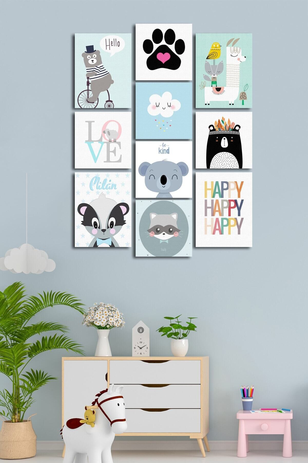 10 Parçalı Çerçeve Görünümlü Mdf Tablo Seti Flm007