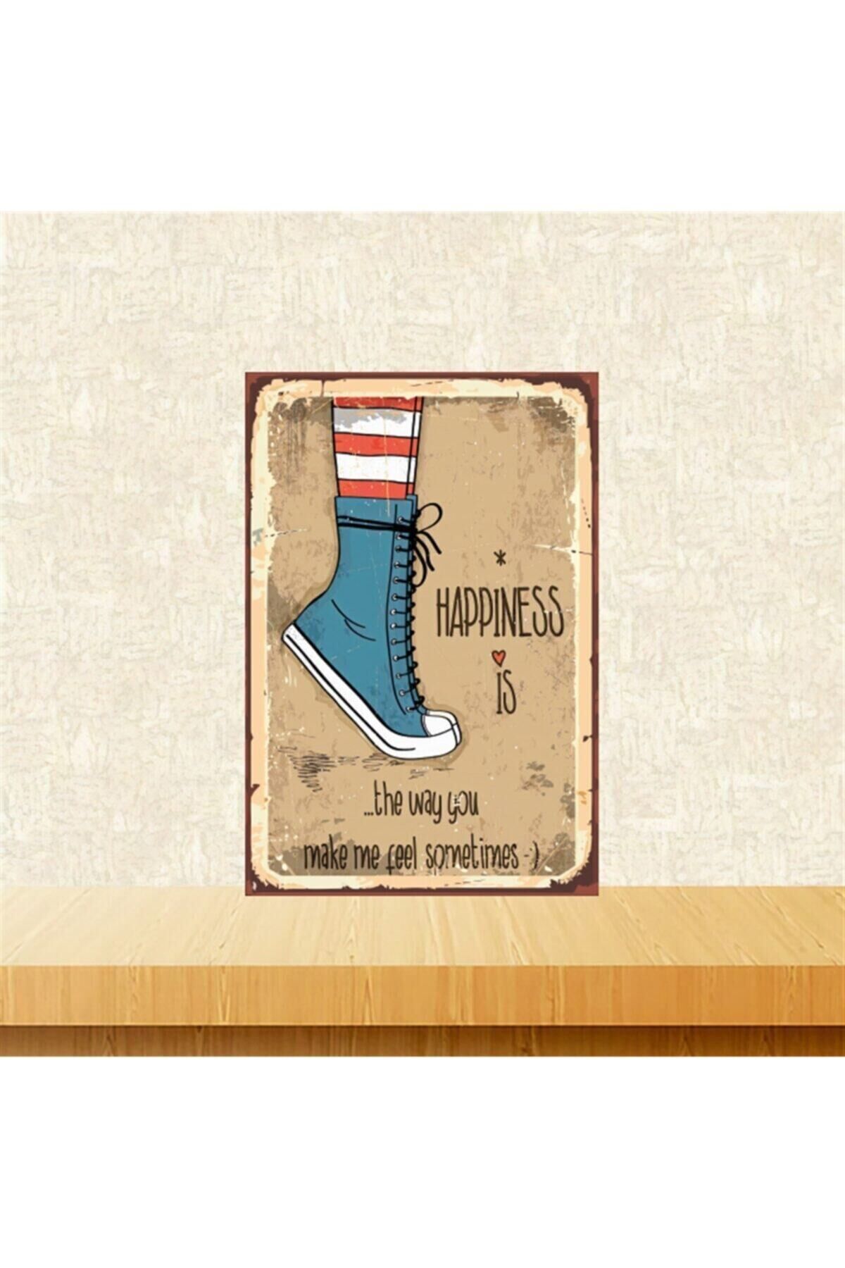 Happiness 20-30 Cm Retro Ahşap Tablo Tkfx5324
