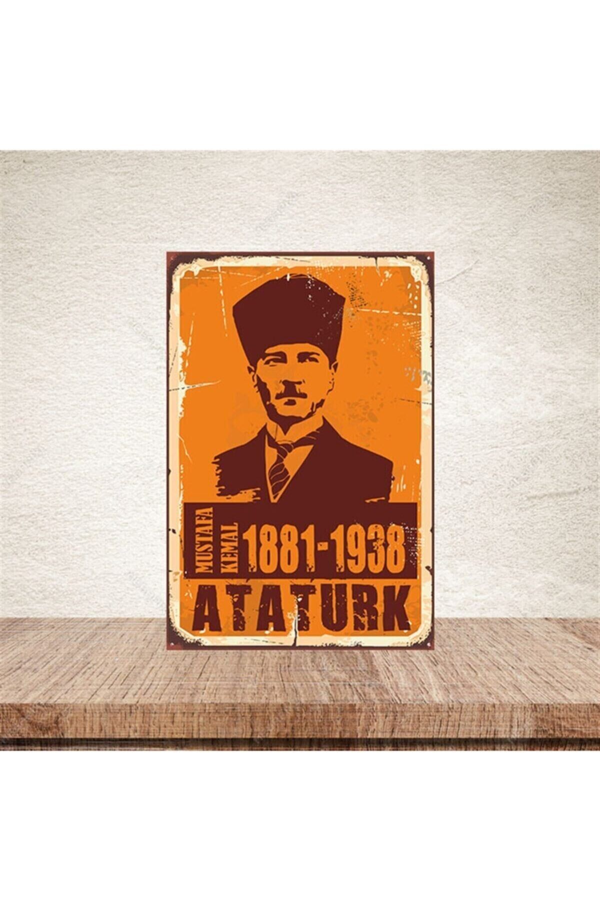 M.kemal Atatürk 20-30 Cm Retro Ahşap Poster