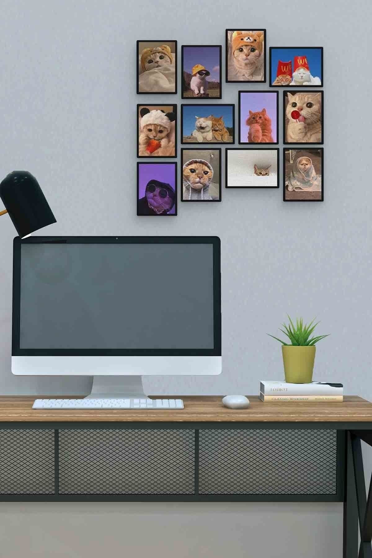Kedi 12 Parça Mdf (ahşap) Tablo Ofis Boyu