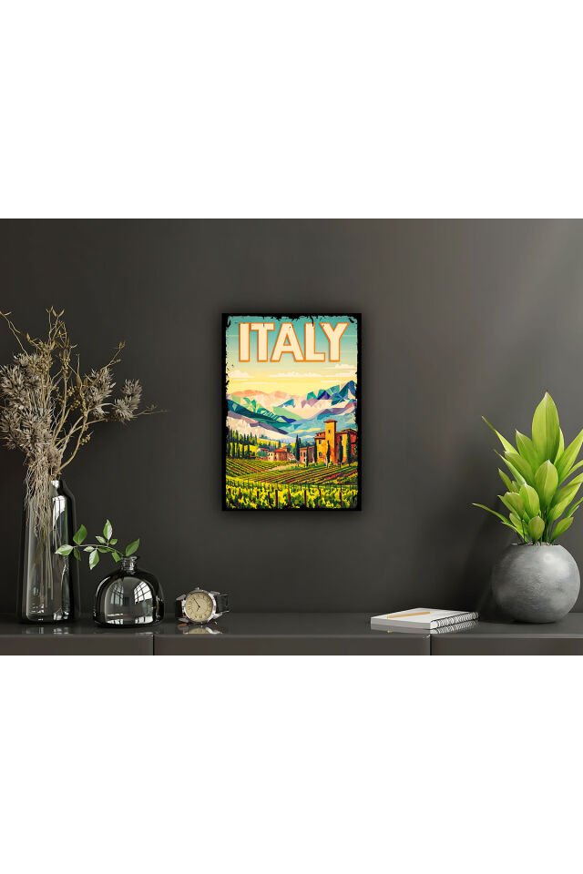 Italy Retro Ahşap Tablo Vintage Görselli Poster (20x30)