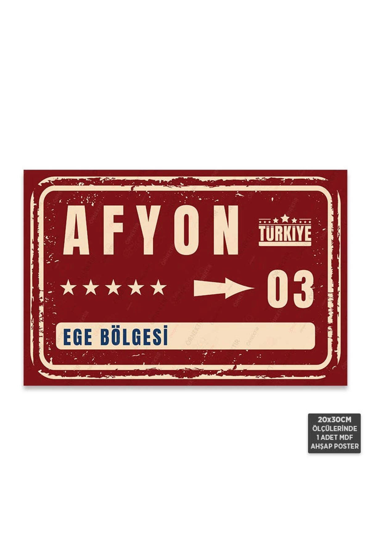 PT1033 - Afyon Şehir Tabelası Retro Mdf Ahşap Poster (20x30cm)