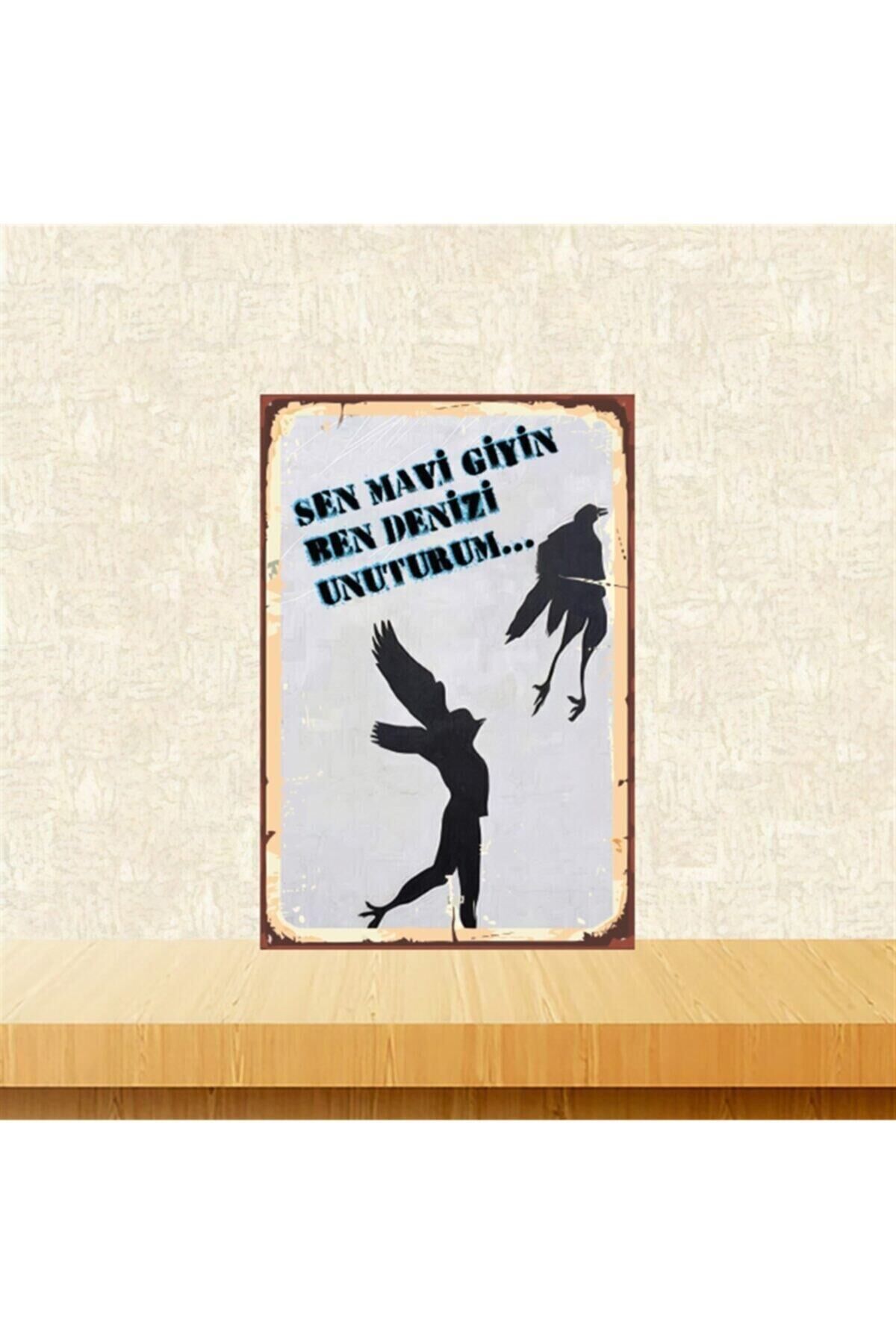 Ben Denizi Unuturum 20-30 Cm Retro Ahşap Poster Tkfx4497