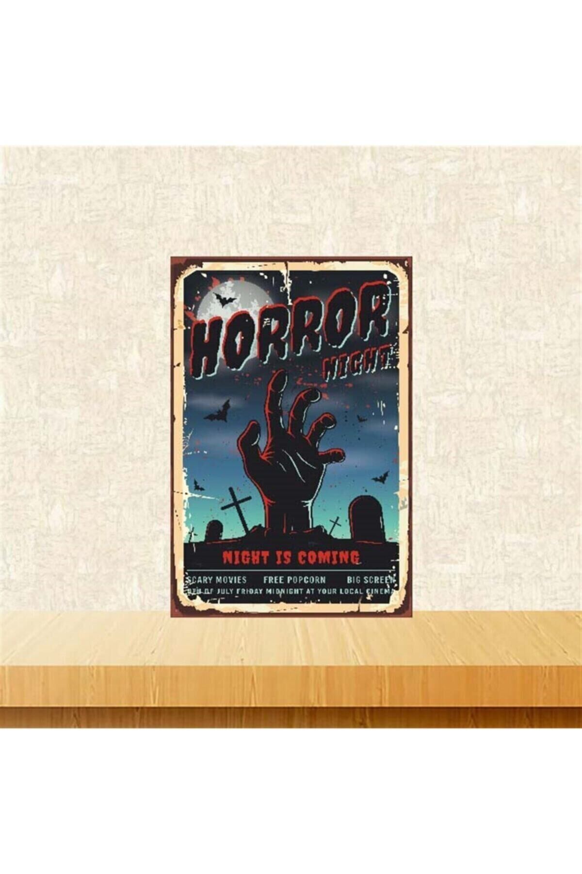 Horror Night 20-30 cm Retro Ahşap Poster Tkfx4021