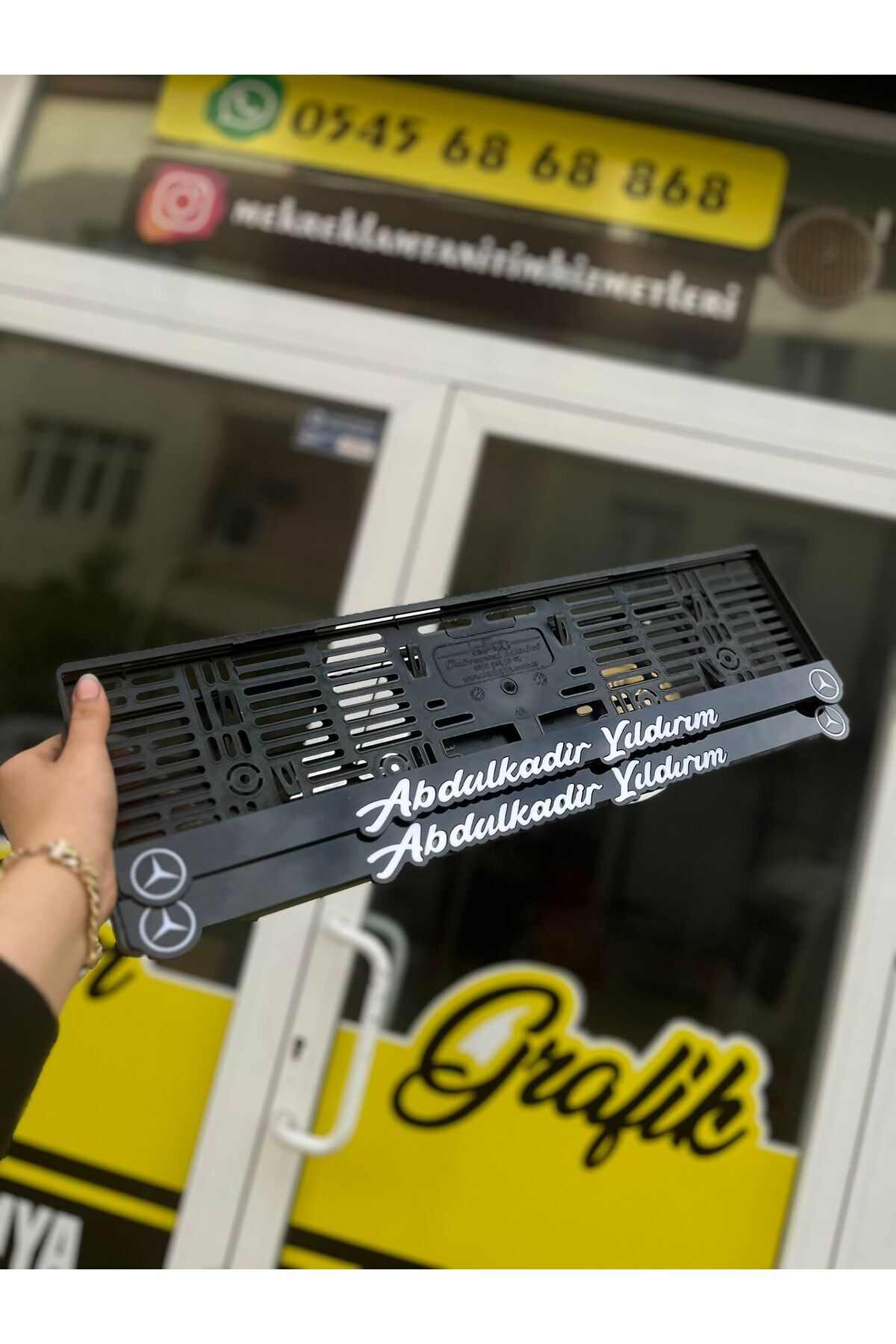 MERCEDES LOGOLU İSİME ÖZEL PLEKSİ PLAKALIK