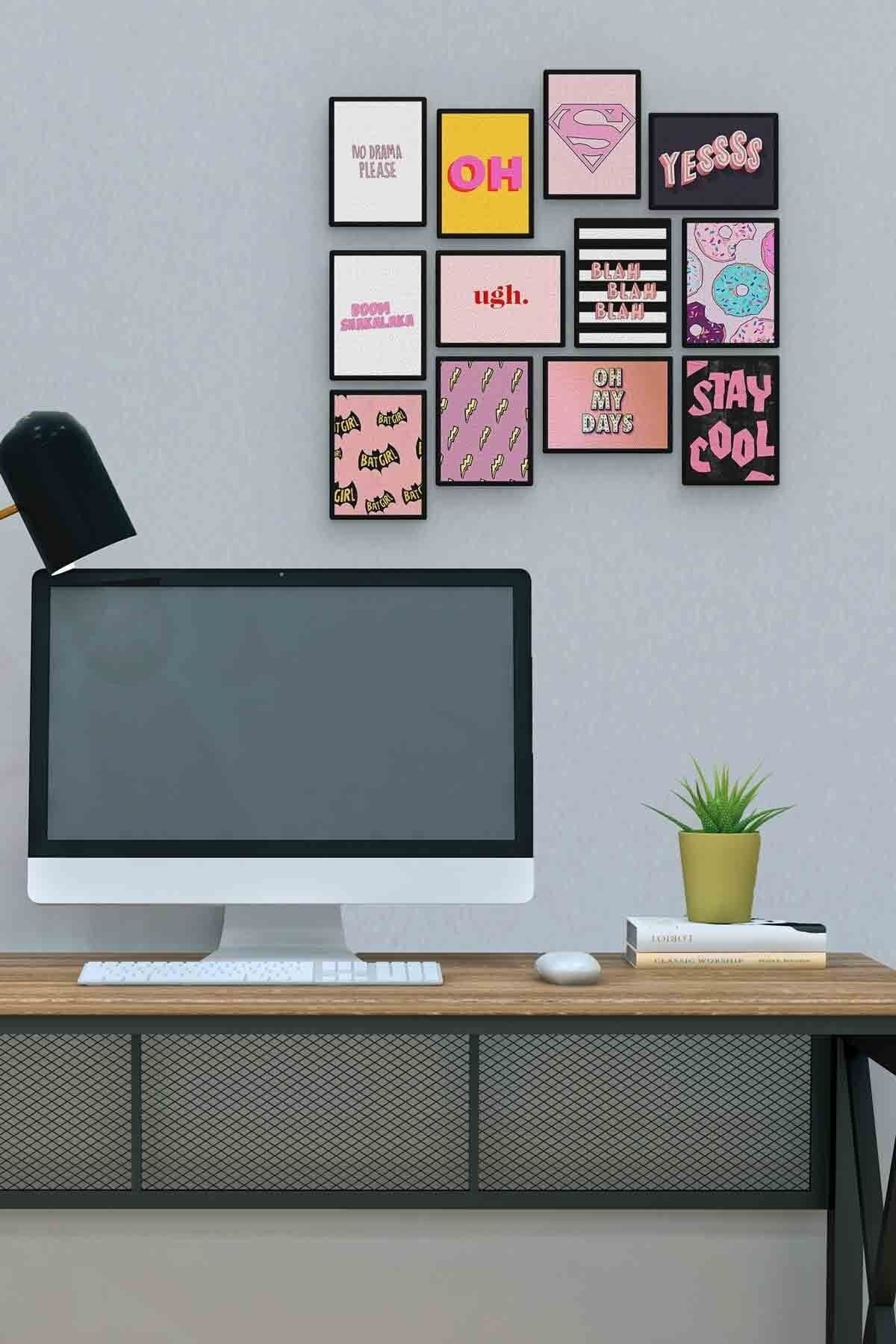 Renkli Söz 12 Parça Mdf (ahşap) Tablo Ofis Boyu