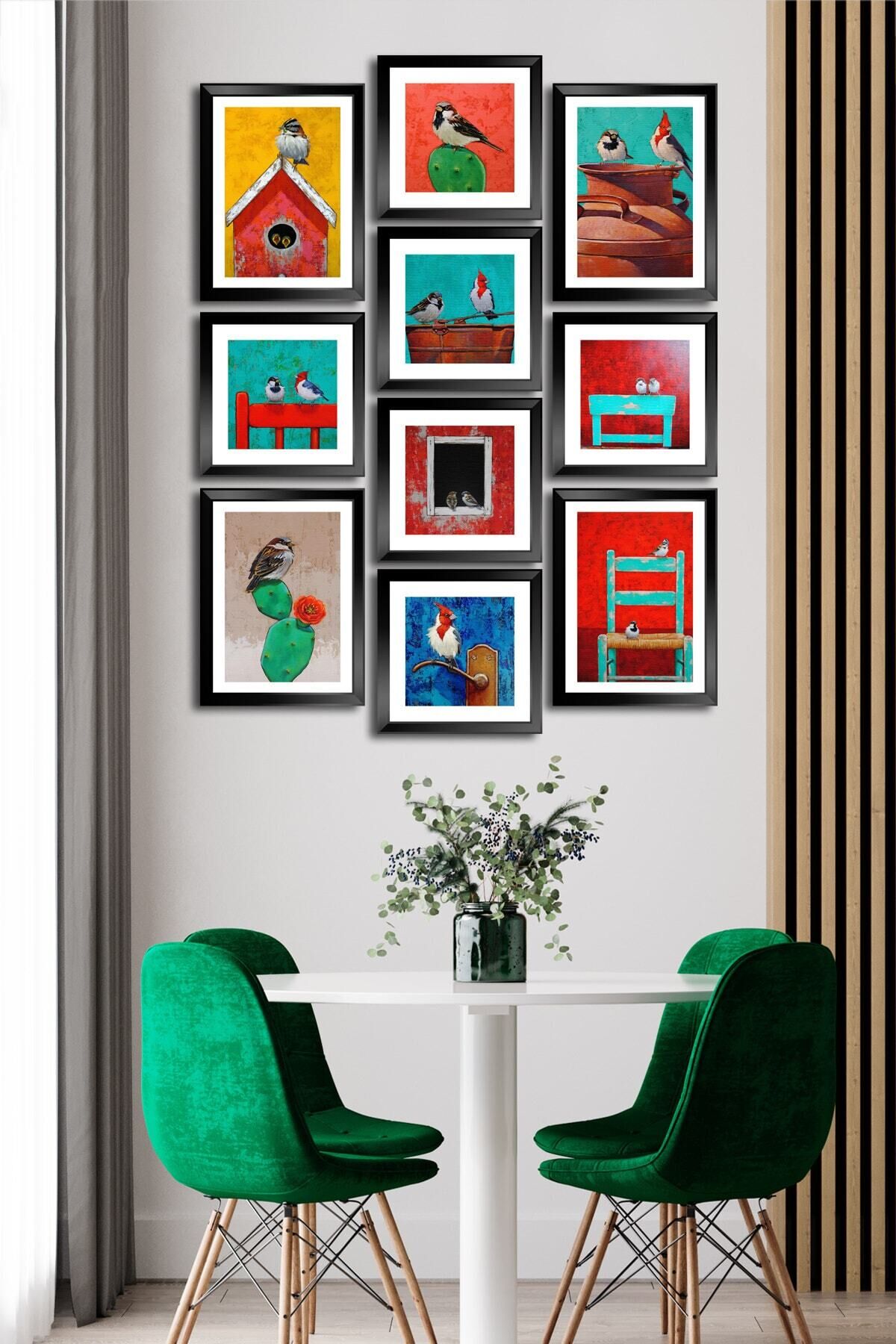 10 Parçalı Çerçeve Görünümlü Mdf Tablo Seti Flm045