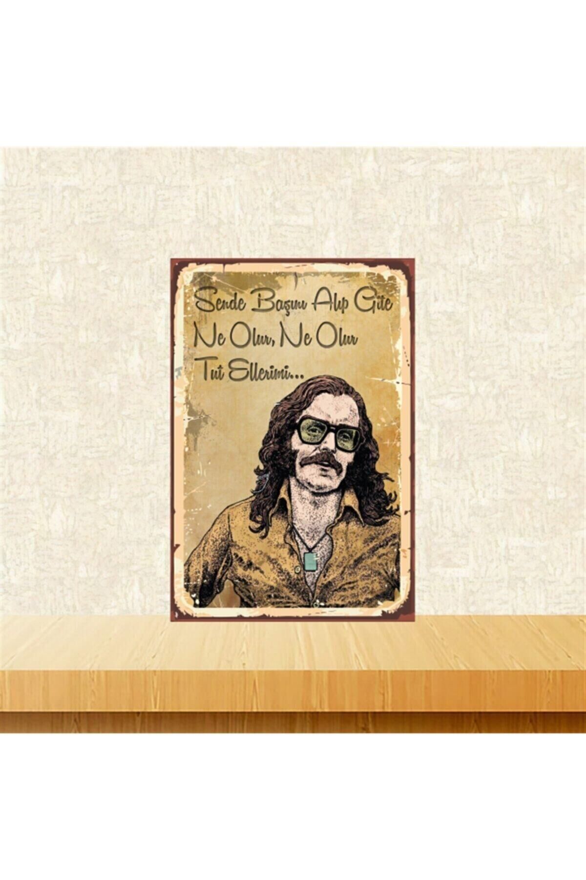 Cem Karaca Sen De Başını Alıp Gitme 20-30 cm Retro Ahşap Tablo Tkfx4667