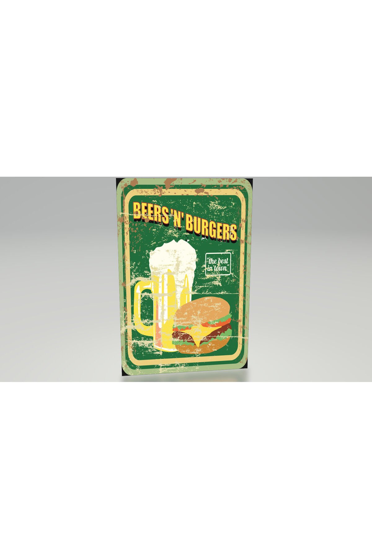 eskitilmiş nostaljik tabela poster hamburger kafe bar dekor retro ahşap poster