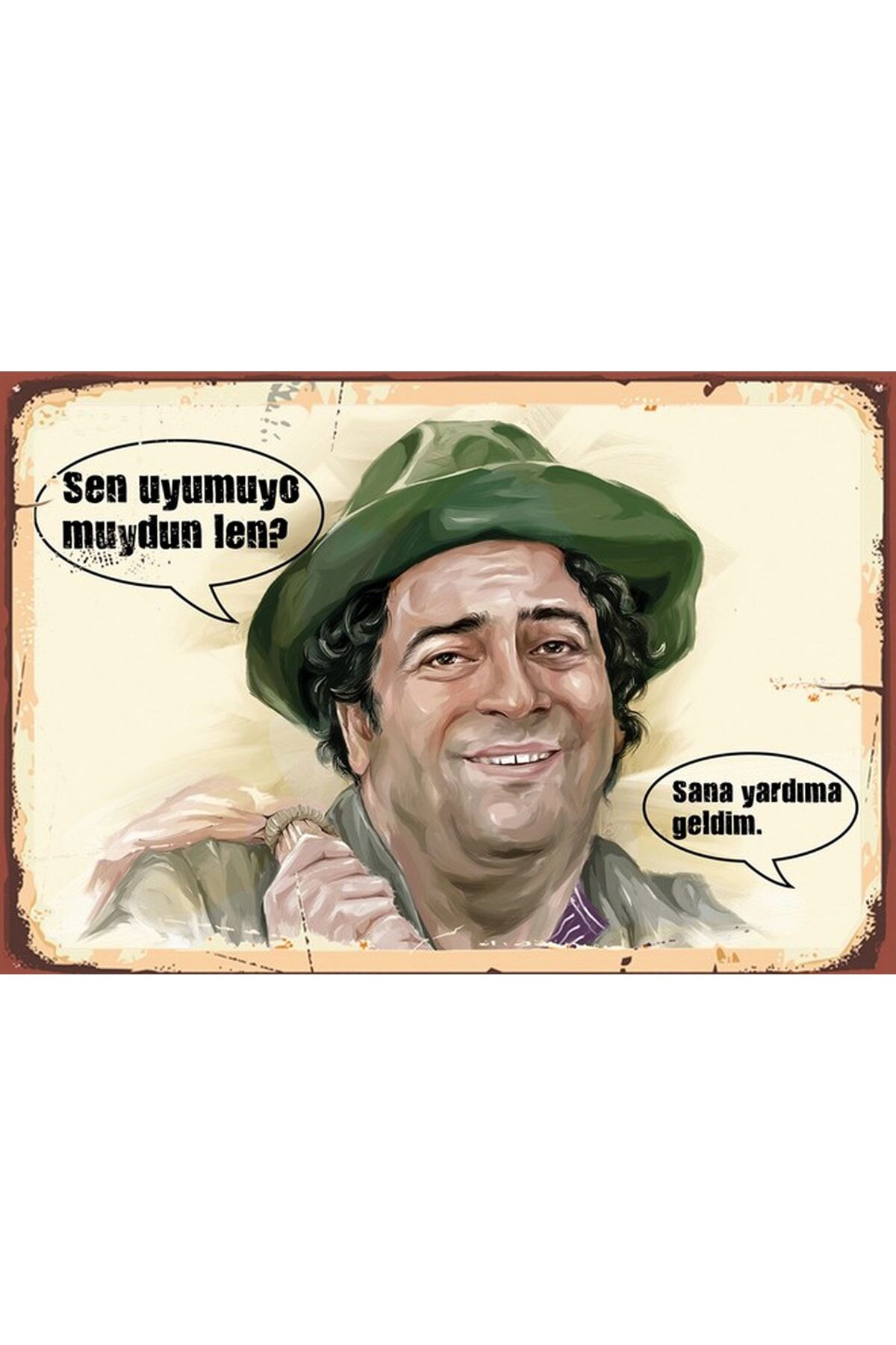 Sen Uyumuyor Muydun Len Retro Ahşap Poster