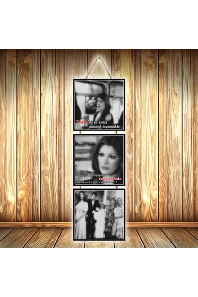 Ah Nerede Vah Nerede Replikleri Tasarımlı Üçlü Retro Ahşap Poster Ü574