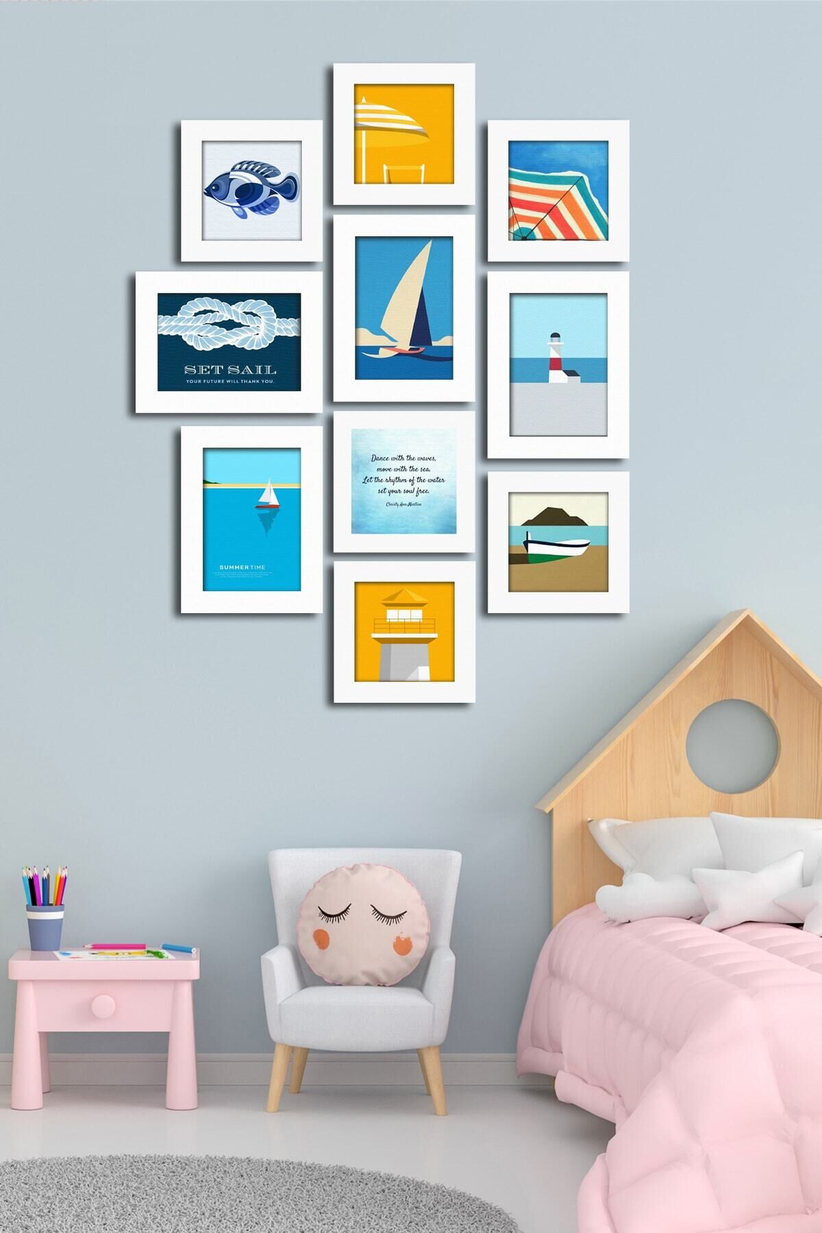 10 Parçalı Çerçeve Görünümlü Mdf Tablo Seti Flm076