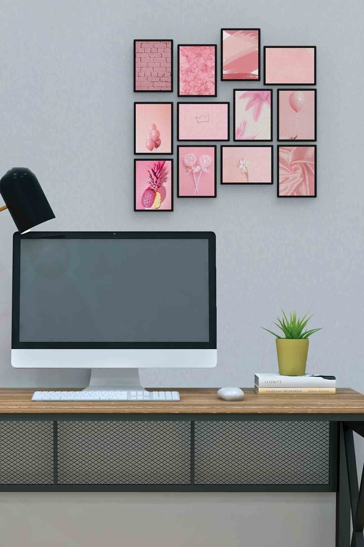 Pembe 12 Parça Mdf (ahşap) Tablo Ofis Boyu