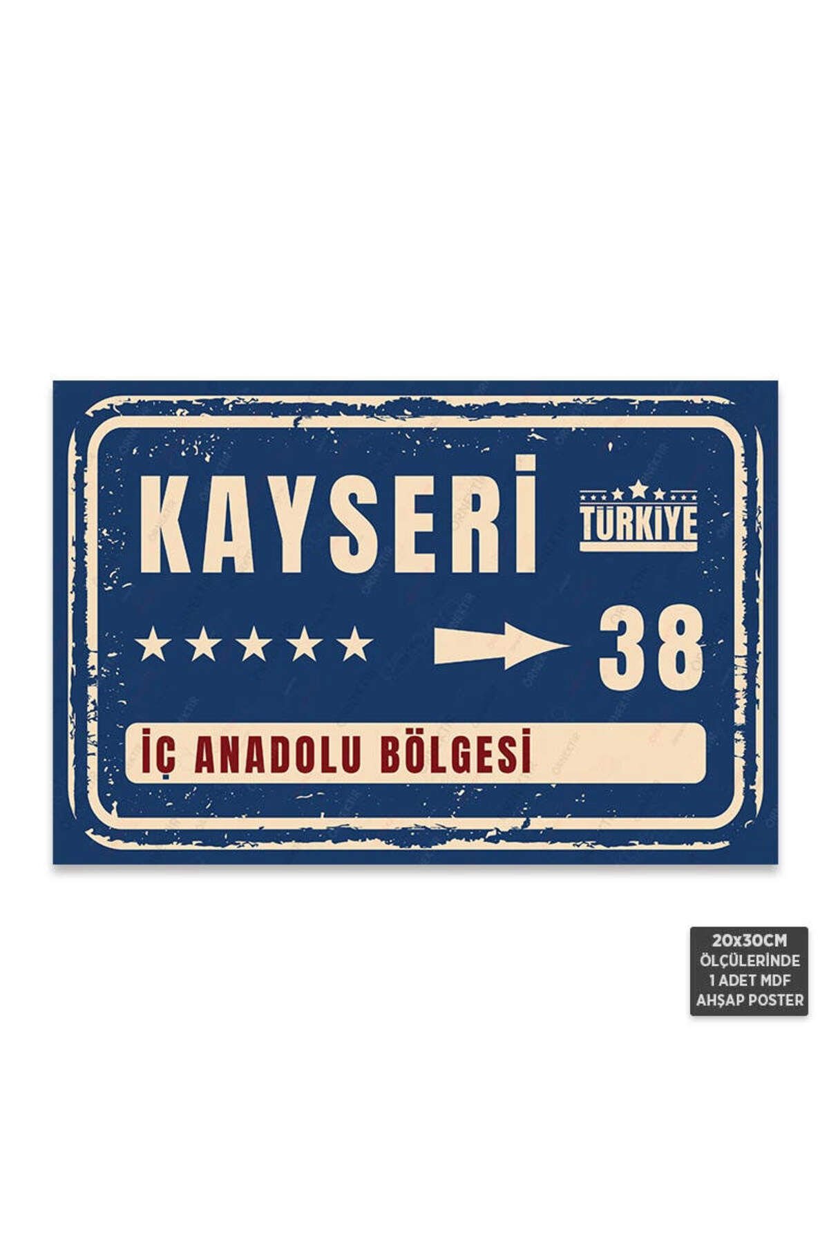 PT1106 - Kayseri Şehir Tabelası Retro Mdf Ahşap Poster (20x30cm)