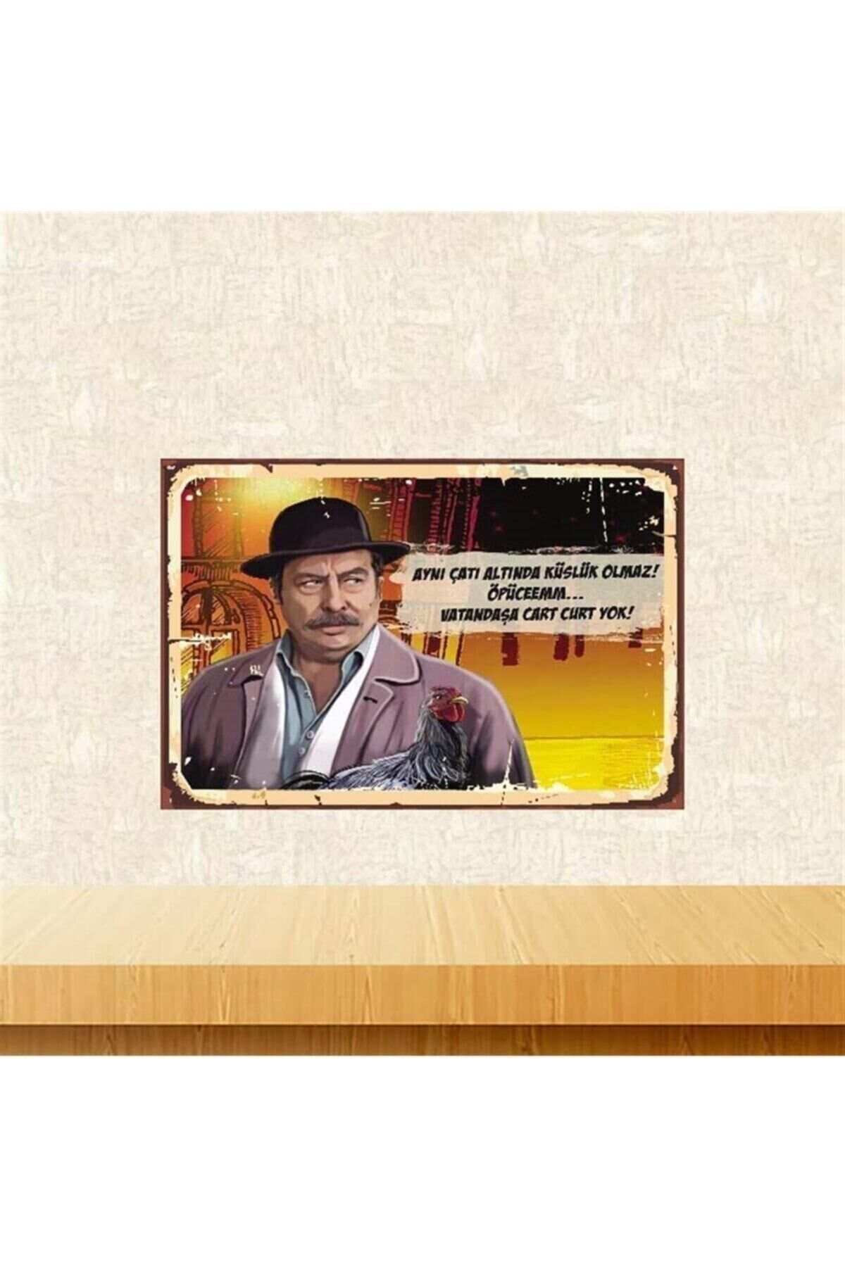 Aykut Oray Vatandaşa Cart Curt Yok 20-30 Cm Retro Ahşap Poster