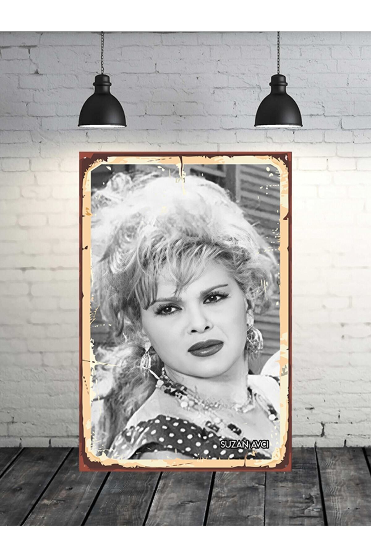 Suzan Avcı Siyah Beyaz Yeşilçam 20x30 Cm Retro Ahşap Tablo