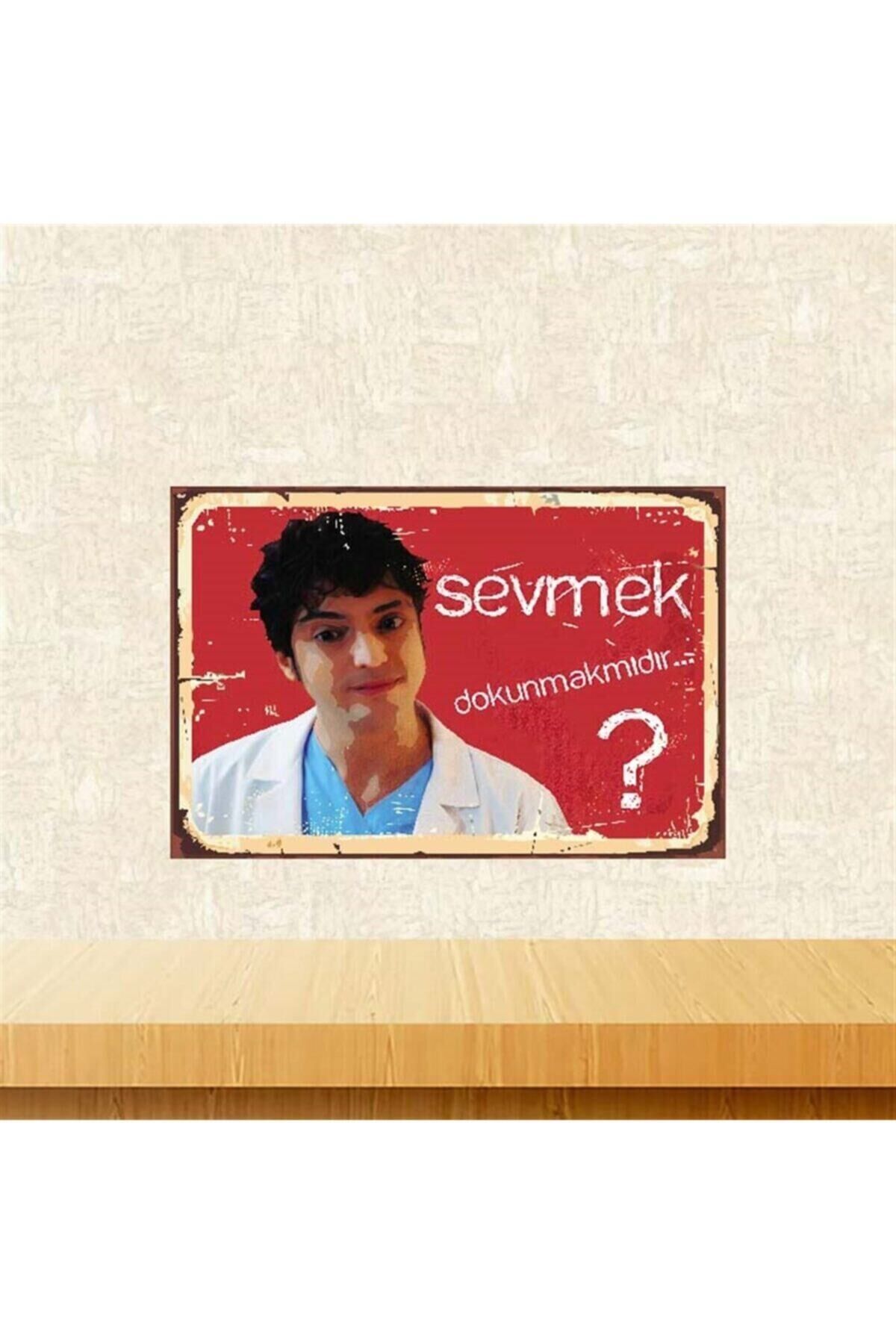 Sevmek Dokunmakmıdır? Doktor Ali Vefa 20-30 Cm Retro Ahşap Poster